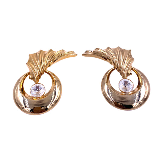 Vintage Gold Crystal Wing Climber Earrings - The Kit Vintage