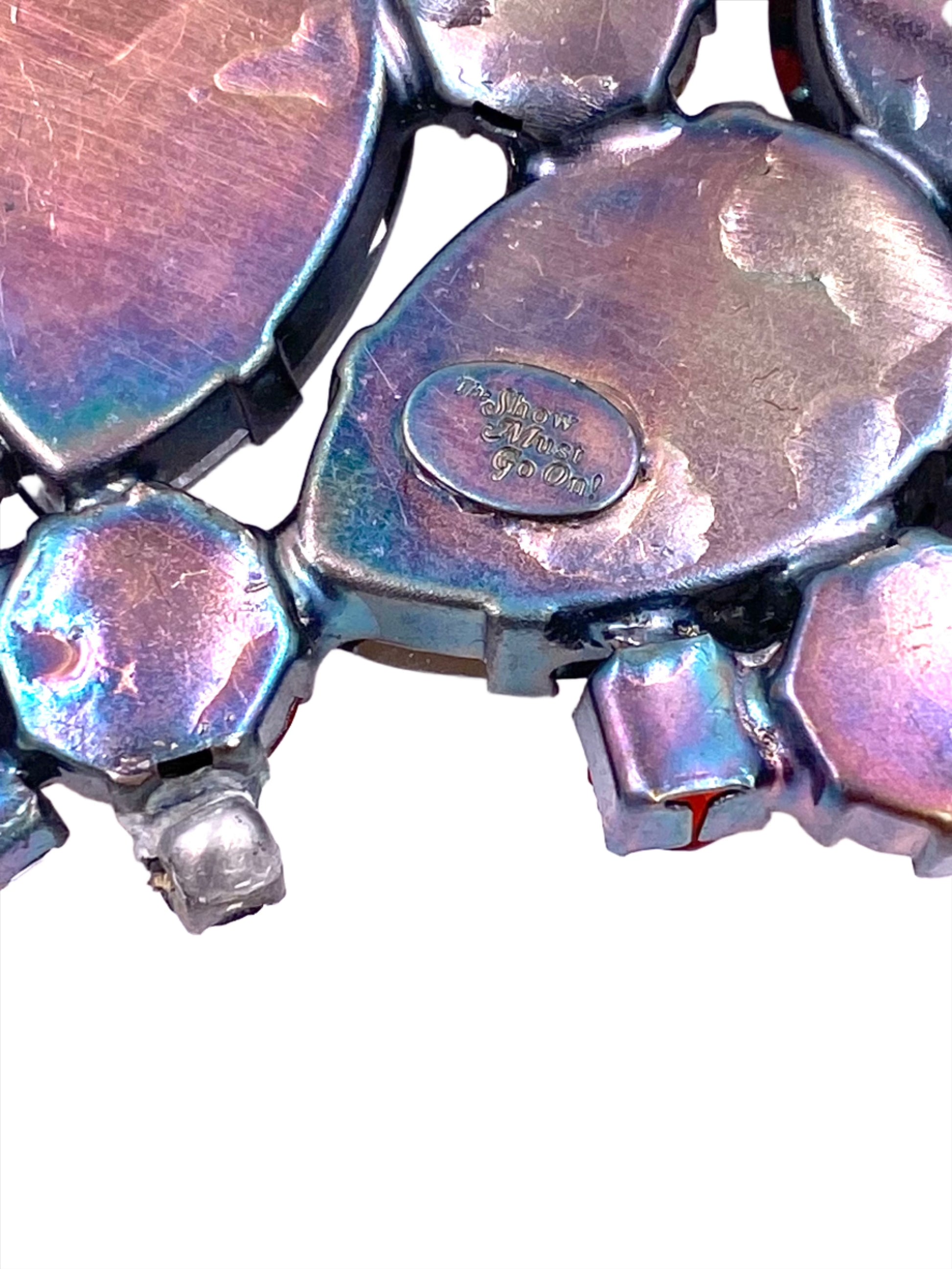 Vintage "The Show Must Go On" Large Sapphire/Red Crystal Brooch - The Kit Vintage