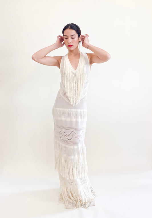 Roberto Cavalli Cream Knit Fringe Dress 2018/19 - The Kit Vintage