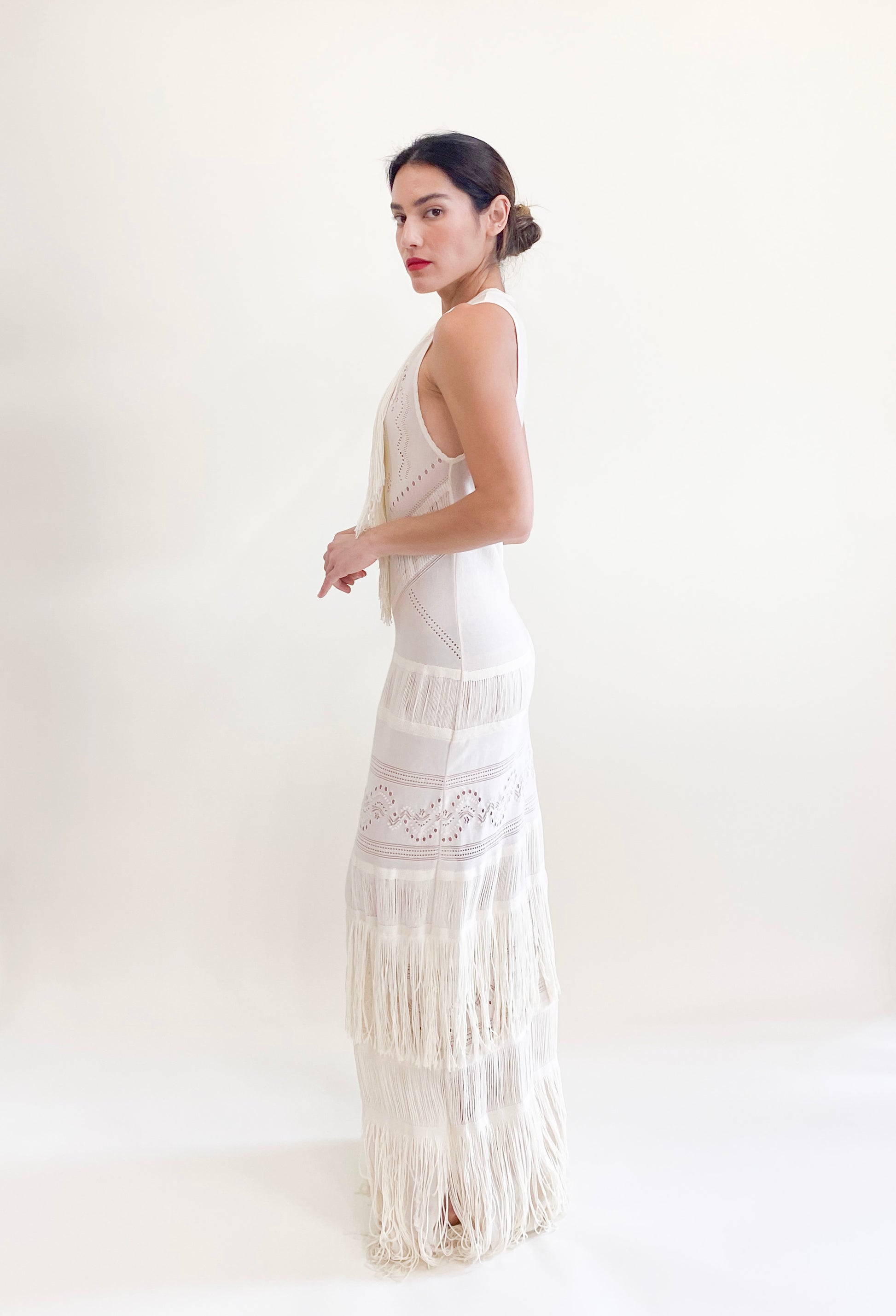 Roberto Cavalli Cream Knit Fringe Dress 2018/19 - The Kit Vintage