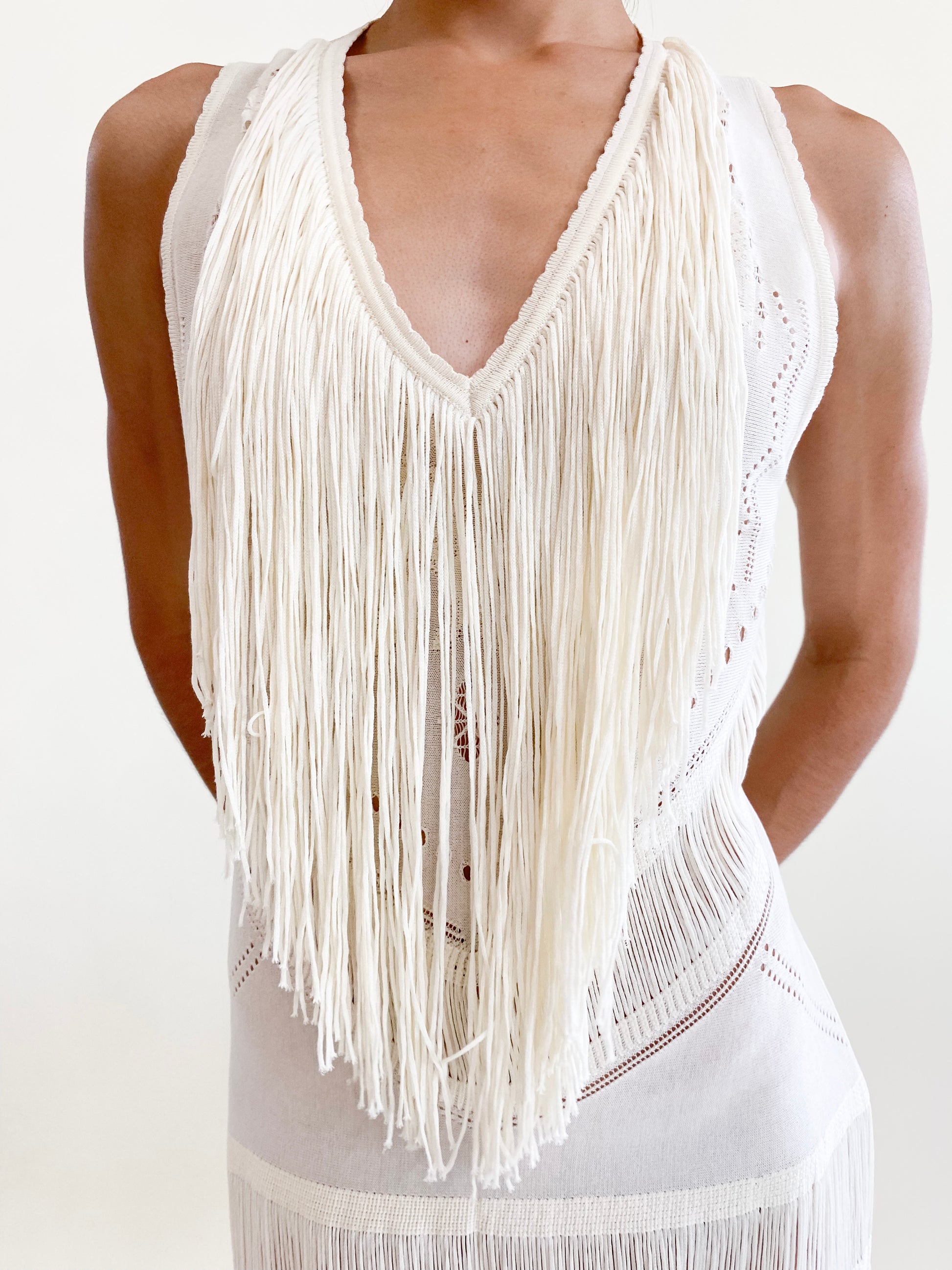 Roberto Cavalli Cream Knit Fringe Dress 2018/19 - The Kit Vintage
