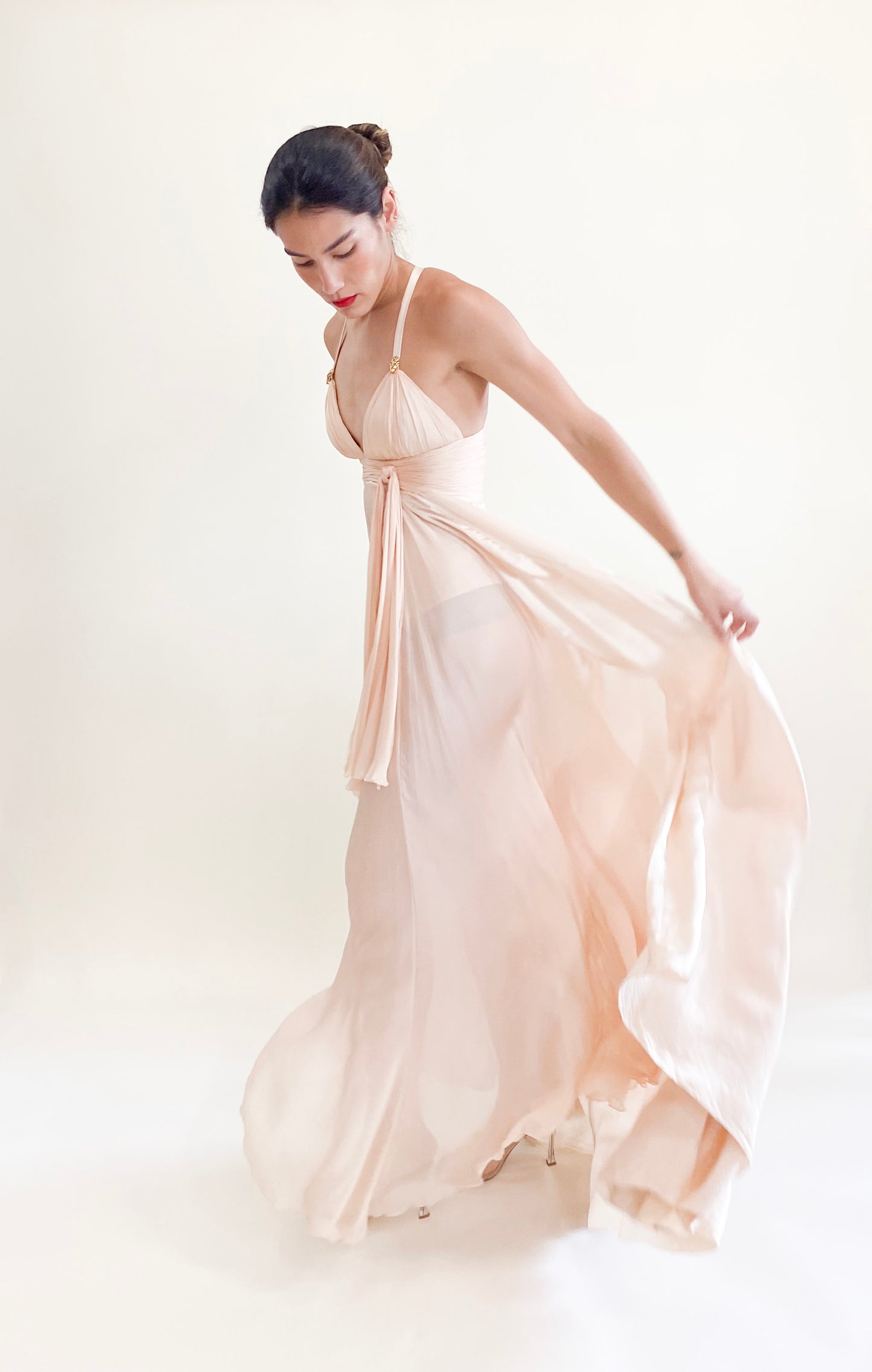 Roberto Cavalli Pink Silk High-Slit Halter Dress - The Kit Vintage