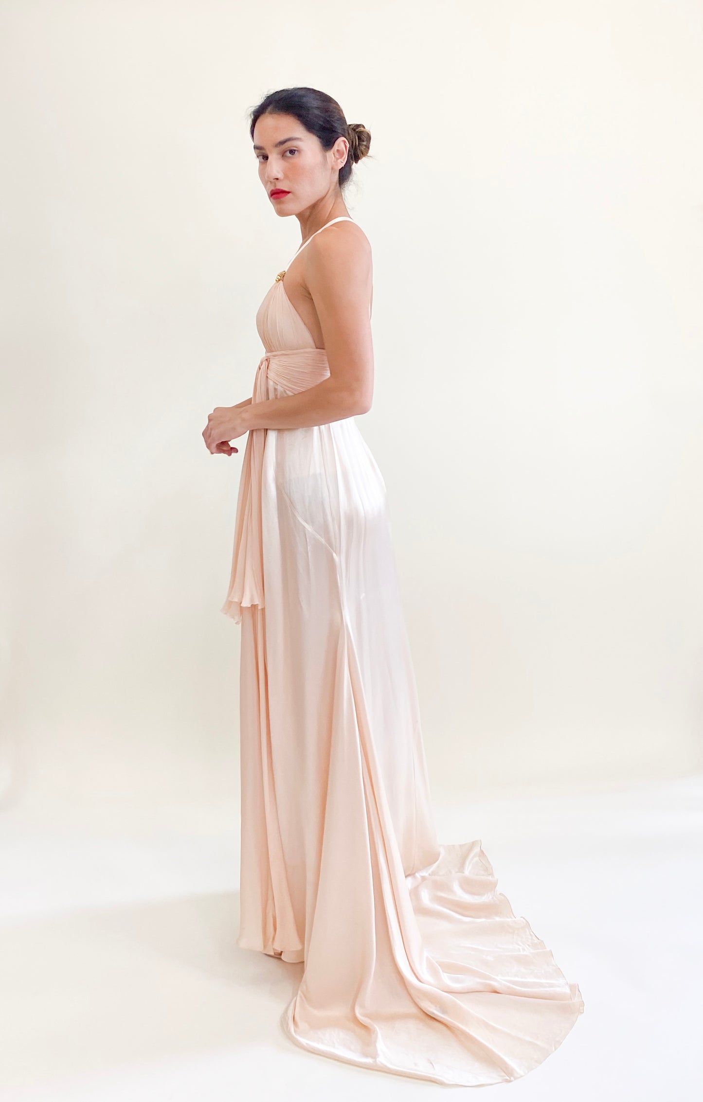 Roberto Cavalli Pink Silk High-Slit Halter Dress - The Kit Vintage