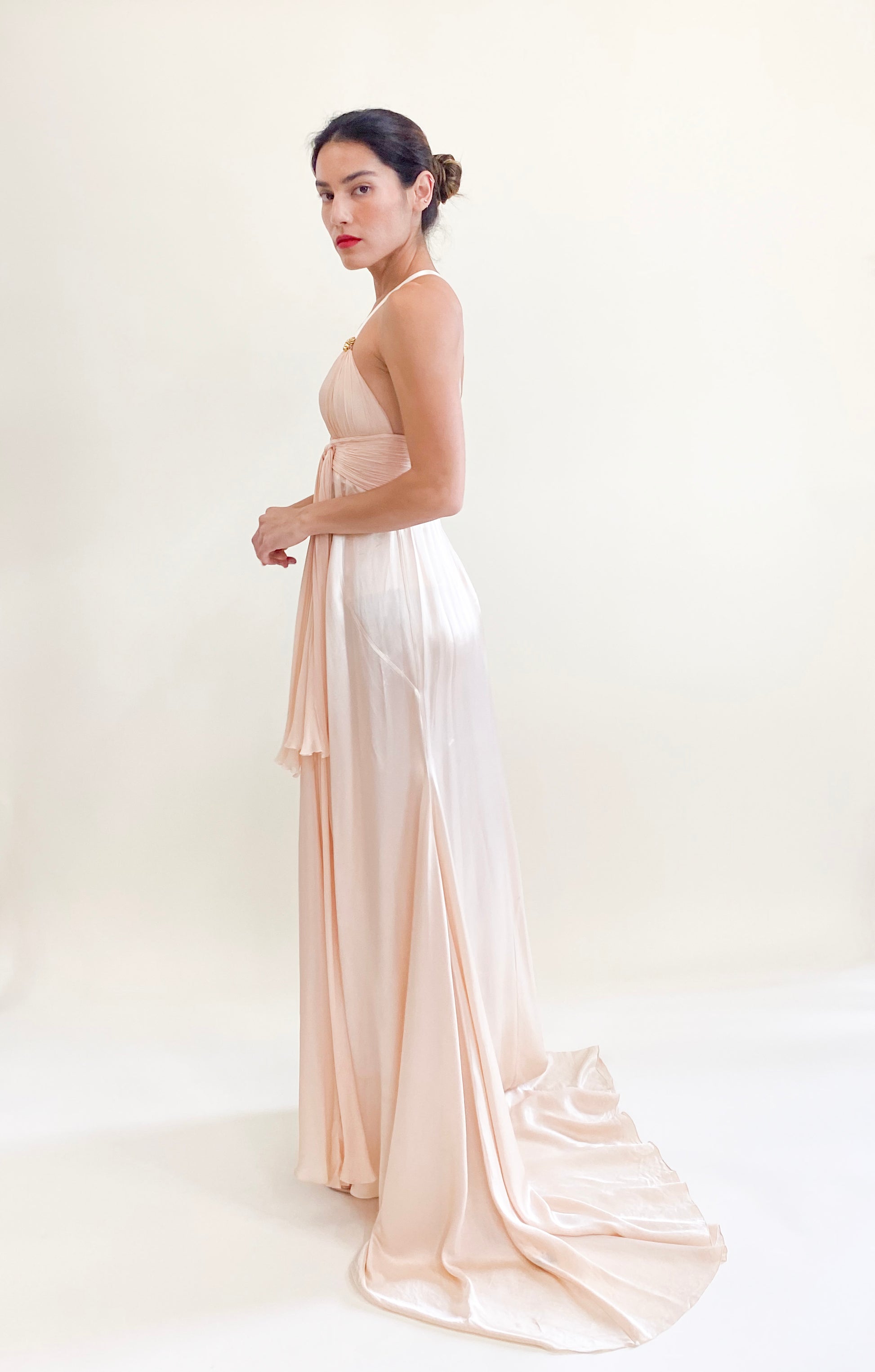 Roberto Cavalli Pink Silk High-Slit Halter Dress - The Kit Vintage