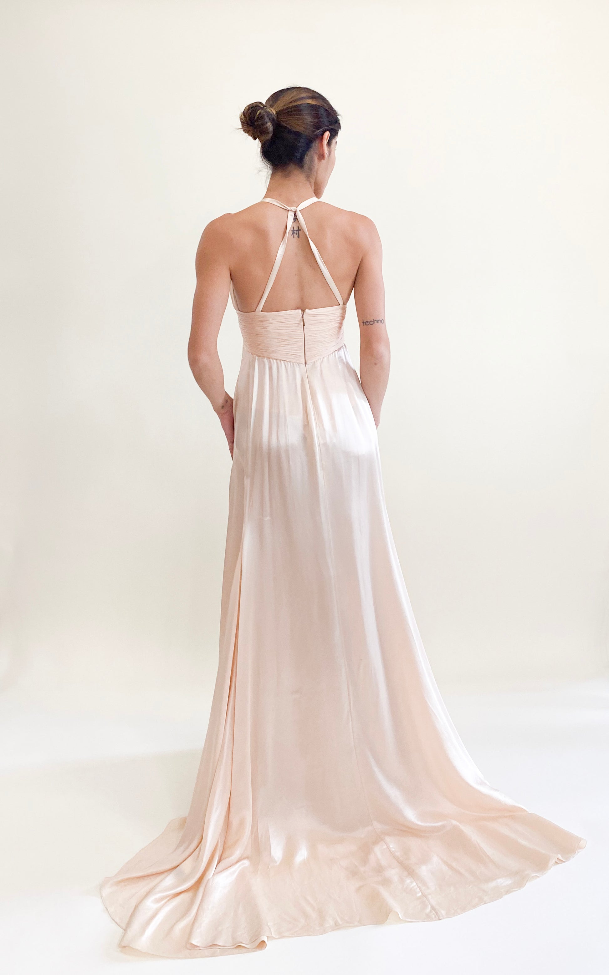 Roberto Cavalli Pink Silk High-Slit Halter Dress - The Kit Vintage