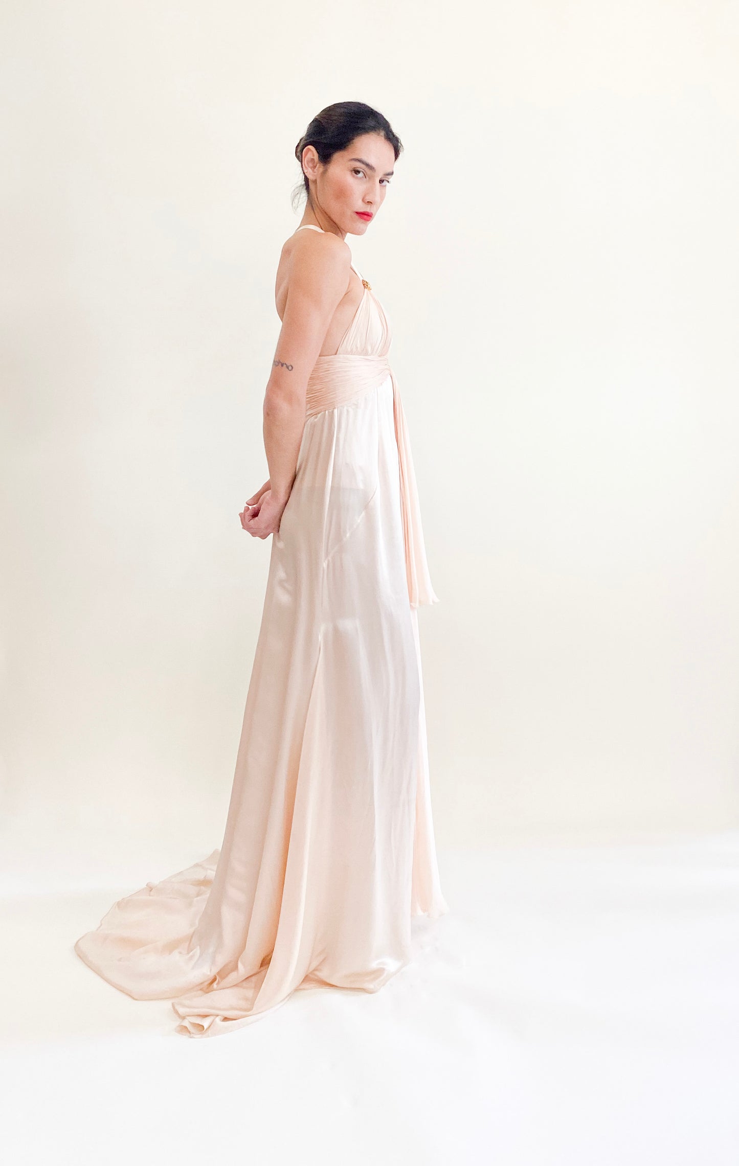 Roberto Cavalli Pink Silk High-Slit Halter Dress - The Kit Vintage