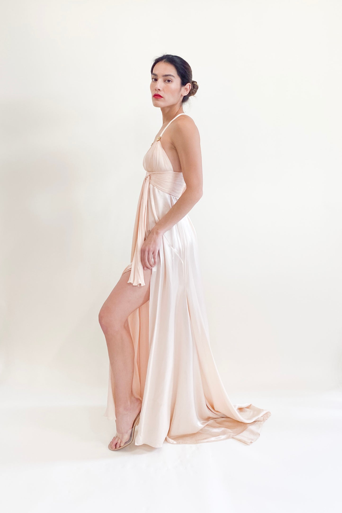 Roberto Cavalli Pink Silk High-Slit Halter Dress - The Kit Vintage