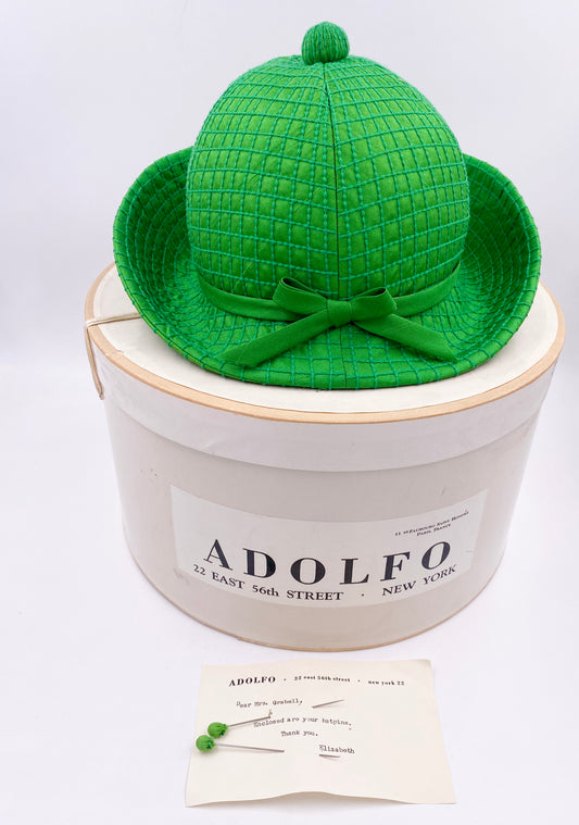 Vintage Adolfo Kelly Green Hat with Bow