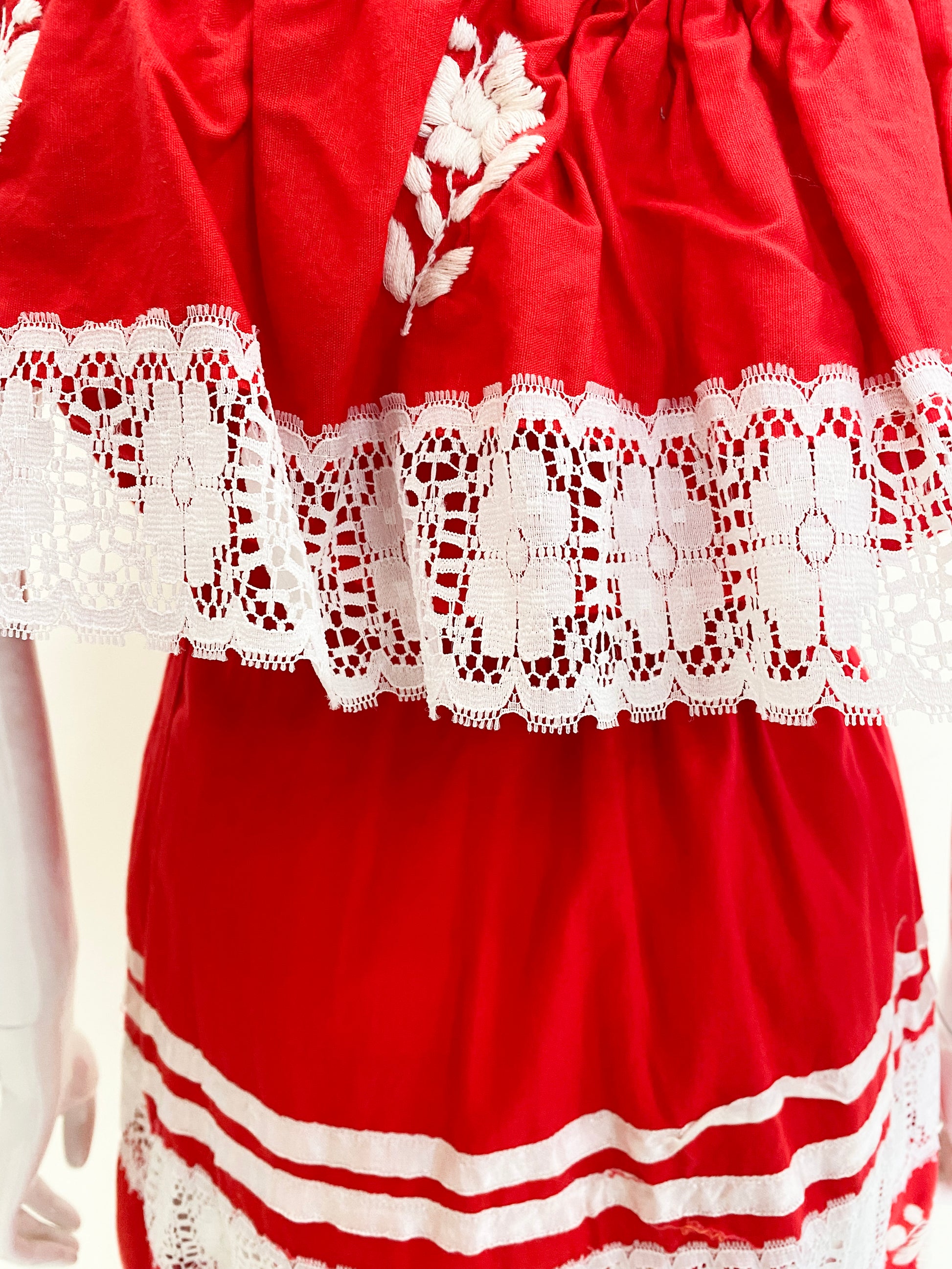 Vintage Red Cotton Mexican dress - The Kit Vintage