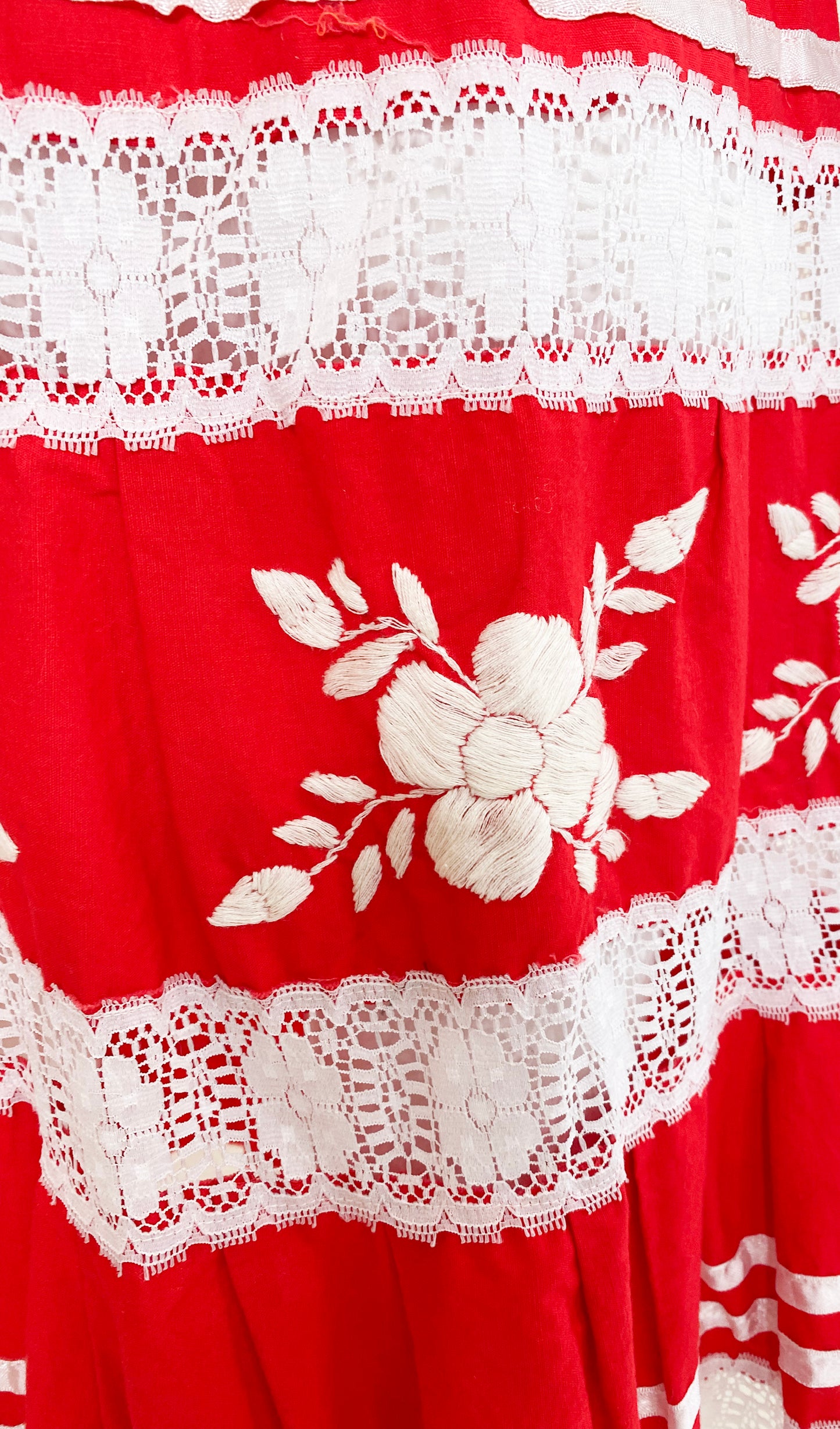 Vintage Red Cotton Mexican dress