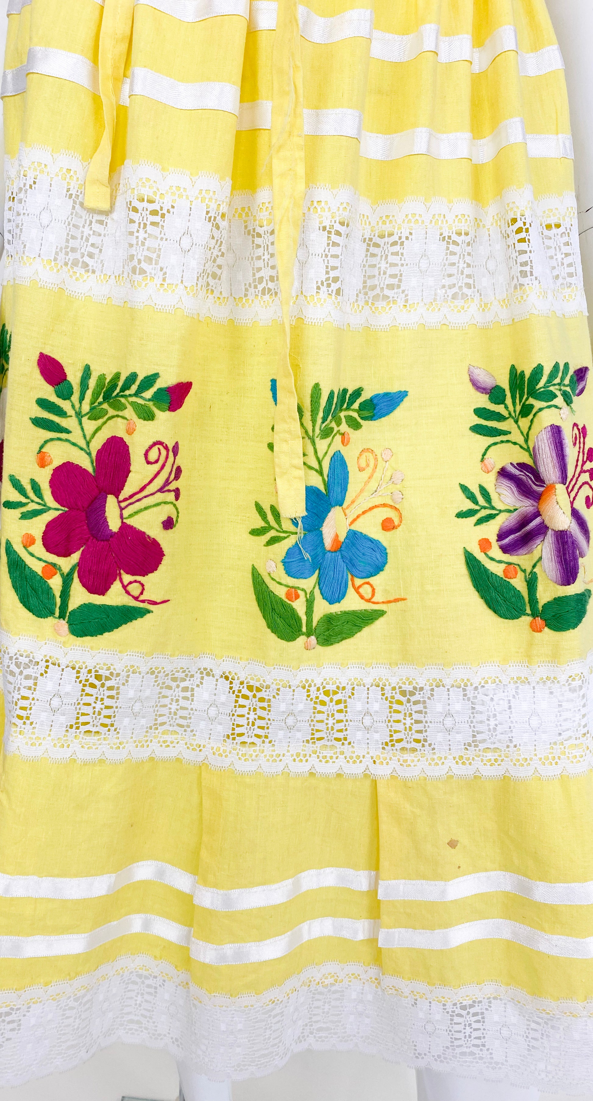 Vintage Yellow Cotton Mexican Dress - The Kit Vintage