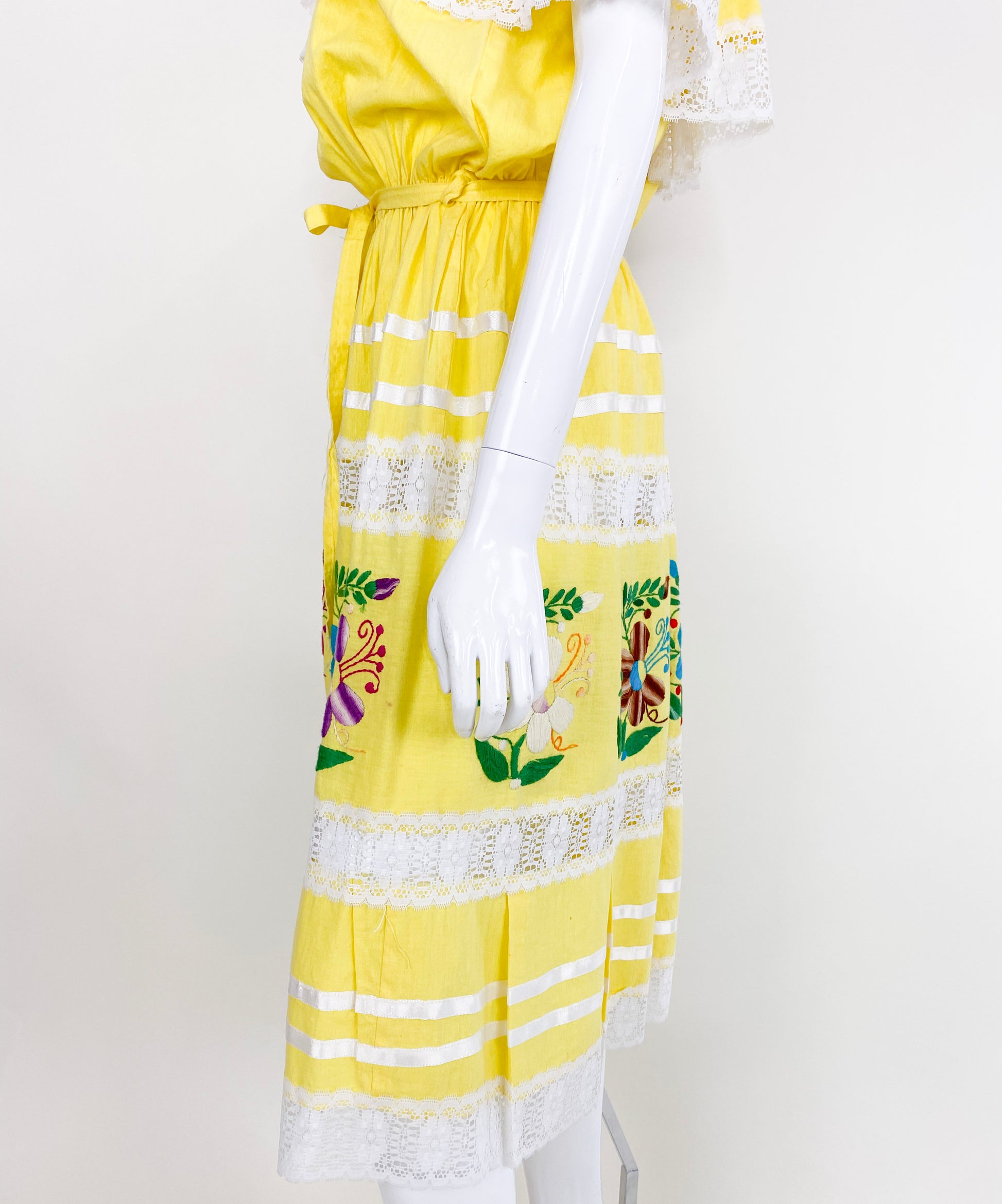 Vintage Yellow Cotton Mexican Dress - The Kit Vintage