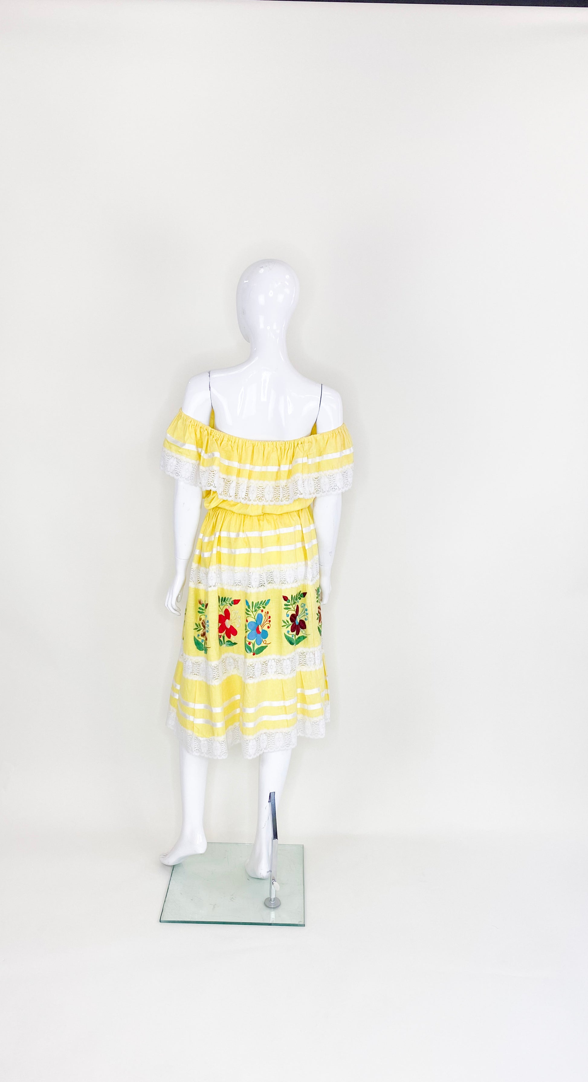 Vintage Yellow Cotton Mexican Dress - The Kit Vintage