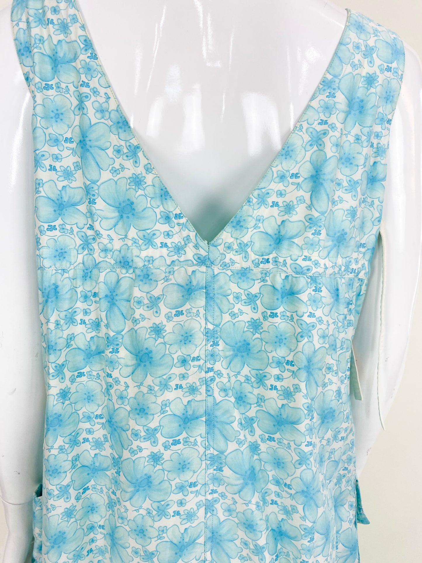 Vintage Courreges Turqouise Floral Smock Dress