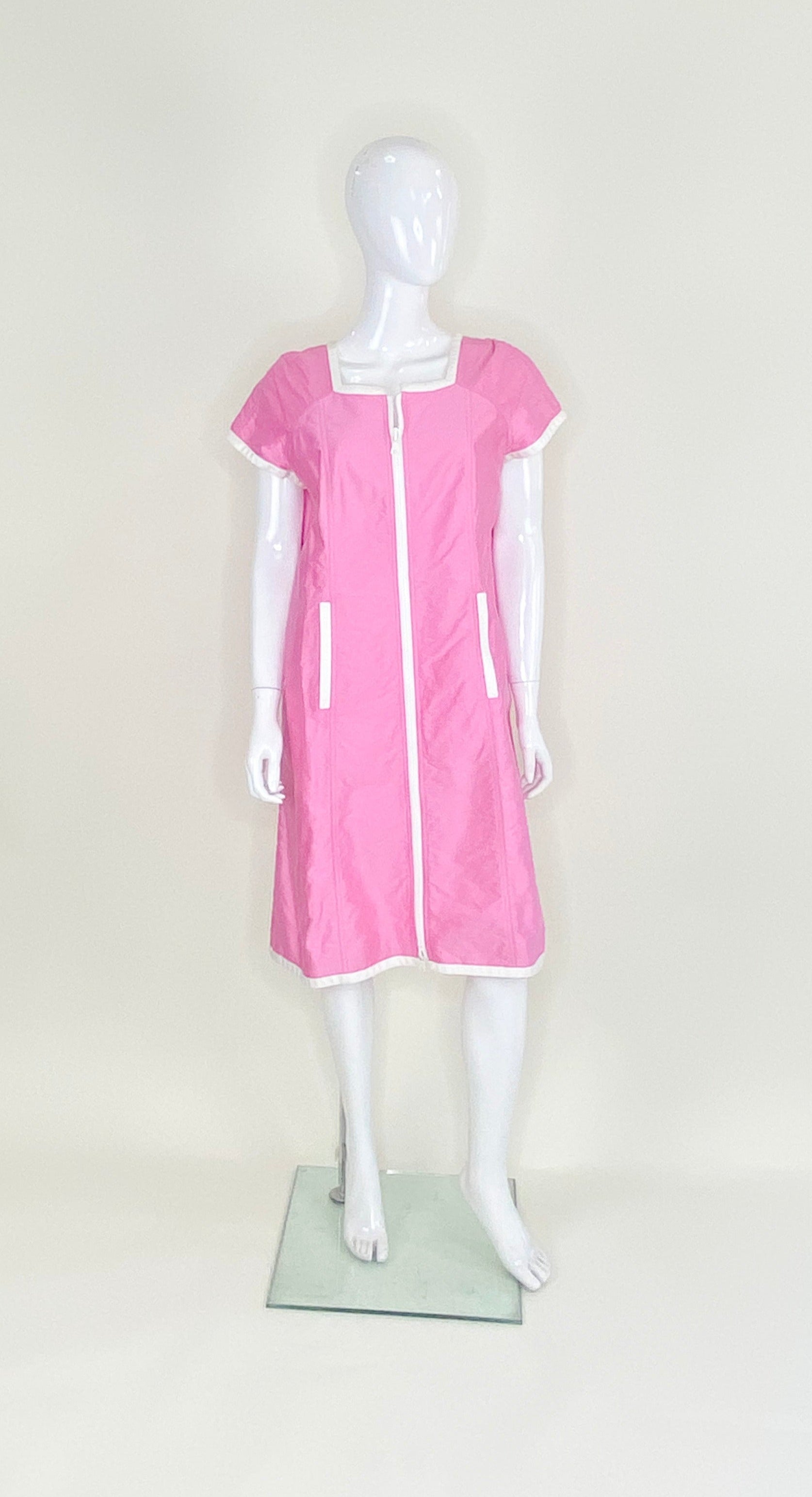 Vintage Courrèges Pink/White Stripe Leather Nautical Dress/Coat - The Kit Vintage