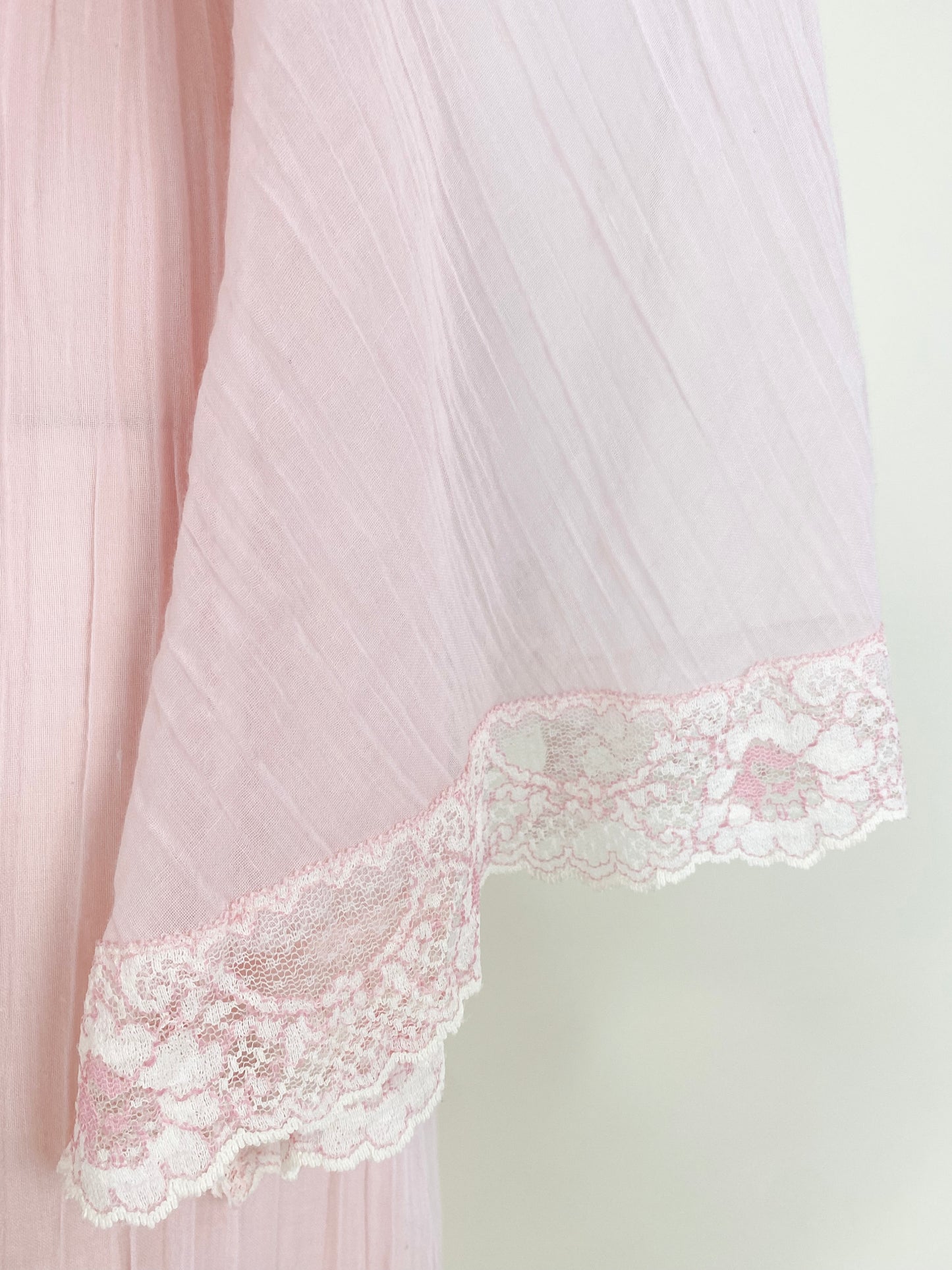 1970's Vintage Pink Prairie Bell Sleeve Dress