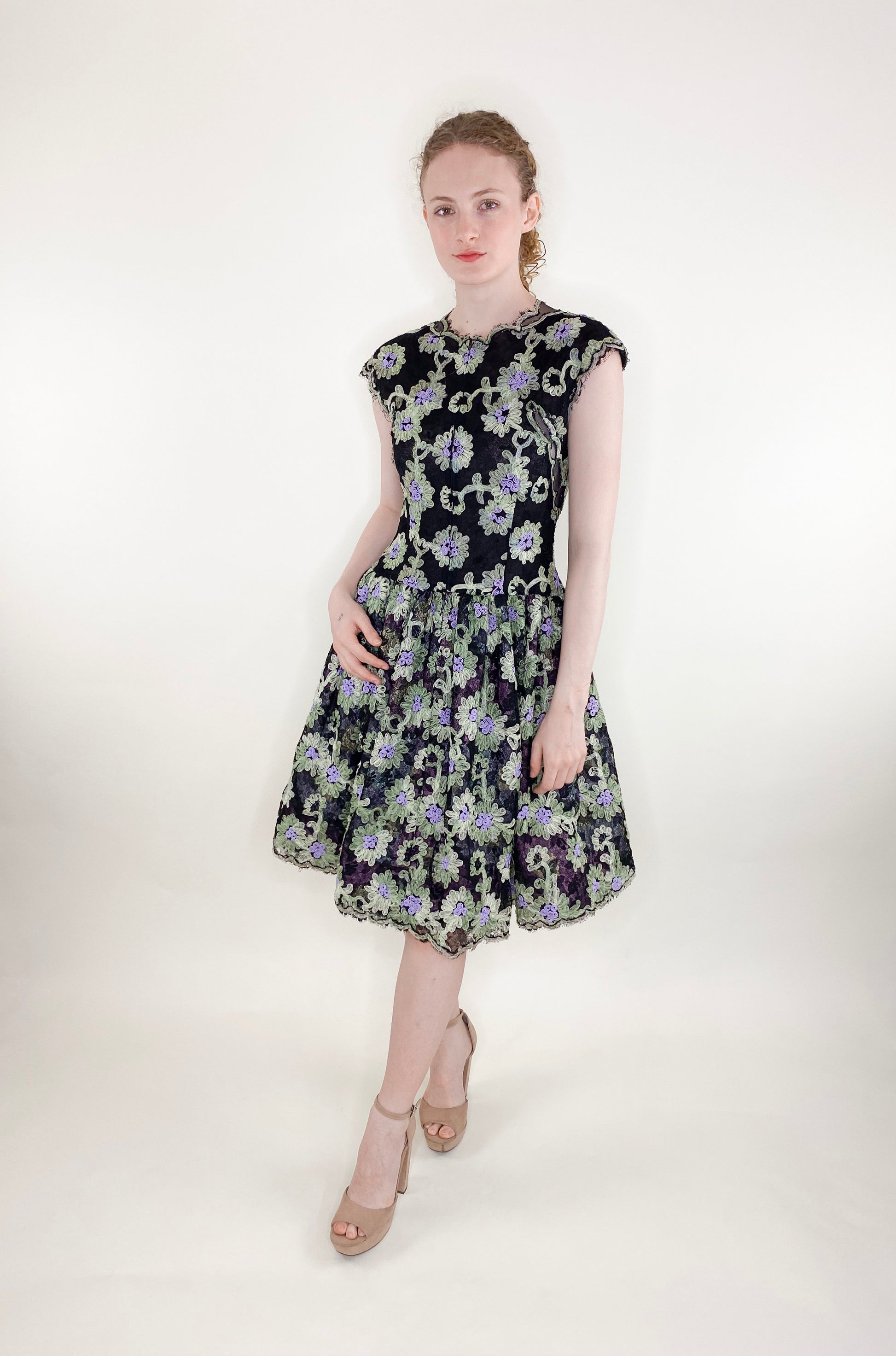 Geoffrey Beene Black Floral Lace Cocktail Dress - The Kit Vintage