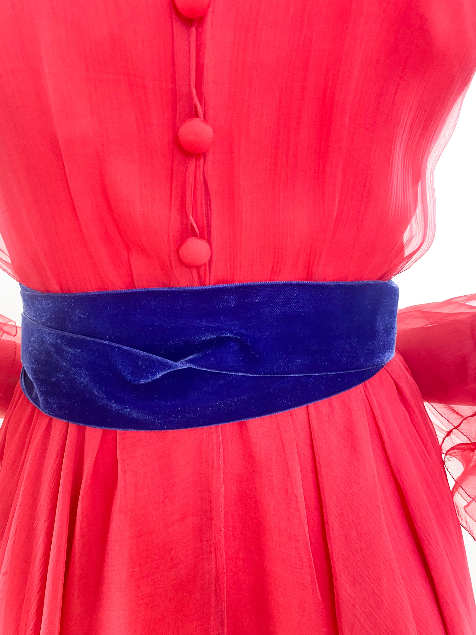 Vintage 1960s Oscar De La Renta for Jane Derby Red Chiffon Dress - The Kit Vintage