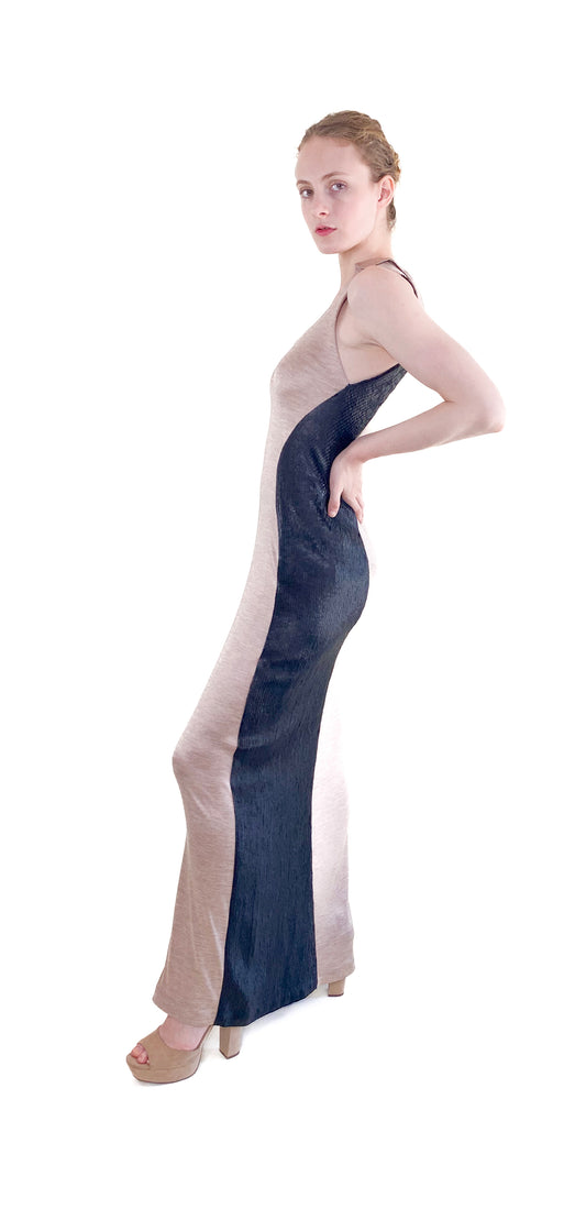 Geoffrey Beene Silk Tricot W/ Side Black Sequin Dress - The Kit Vintage