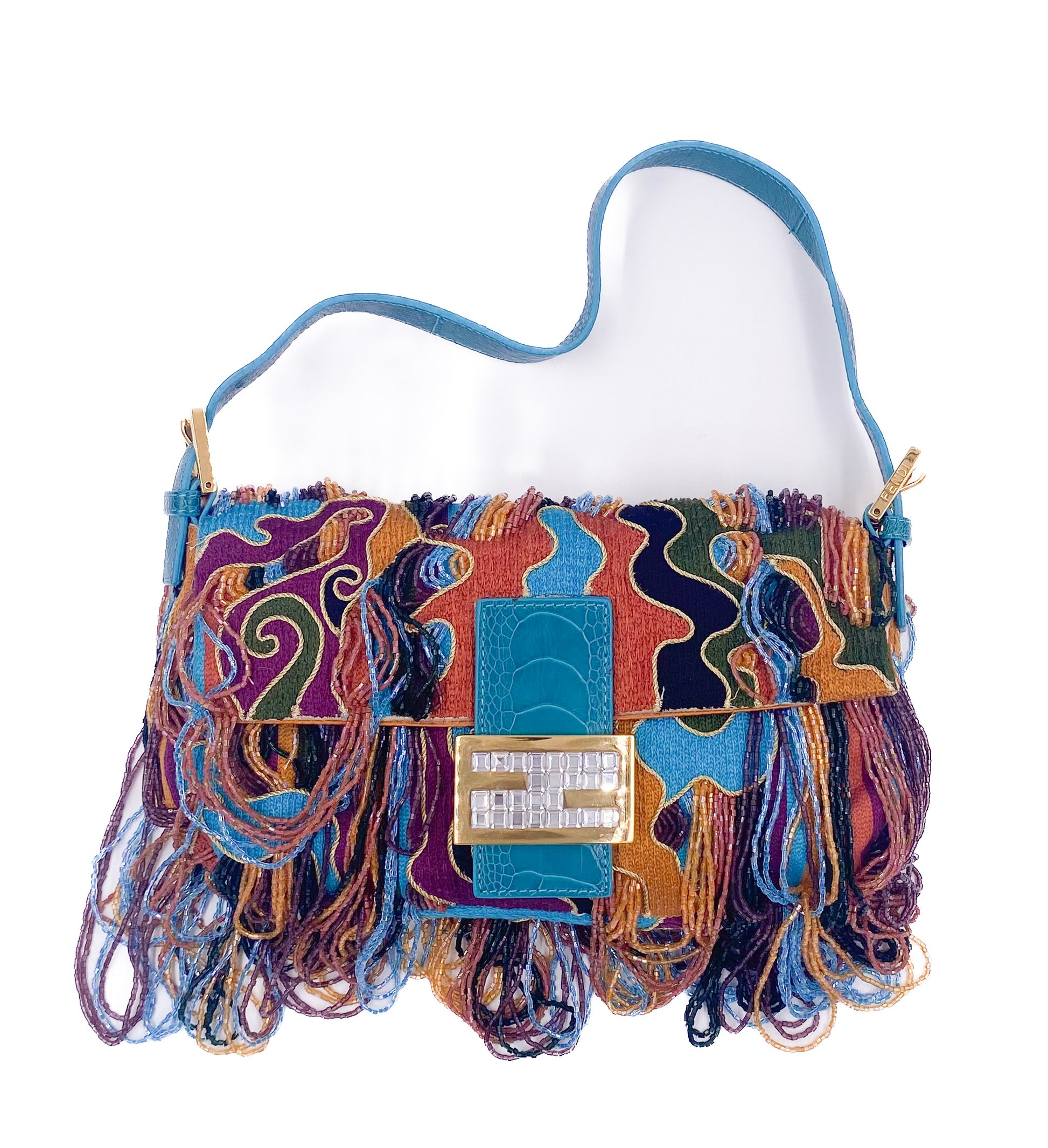 Fendi Multicolored Beaded Embroidered Baguette - The Kit Vintage