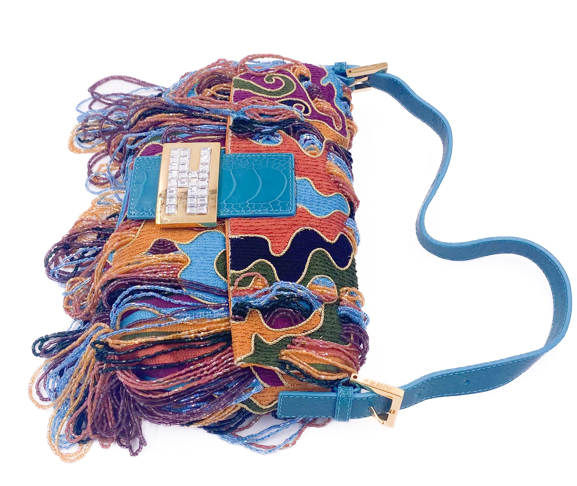 Fendi Multicolored Beaded Embroidered Baguette - The Kit Vintage