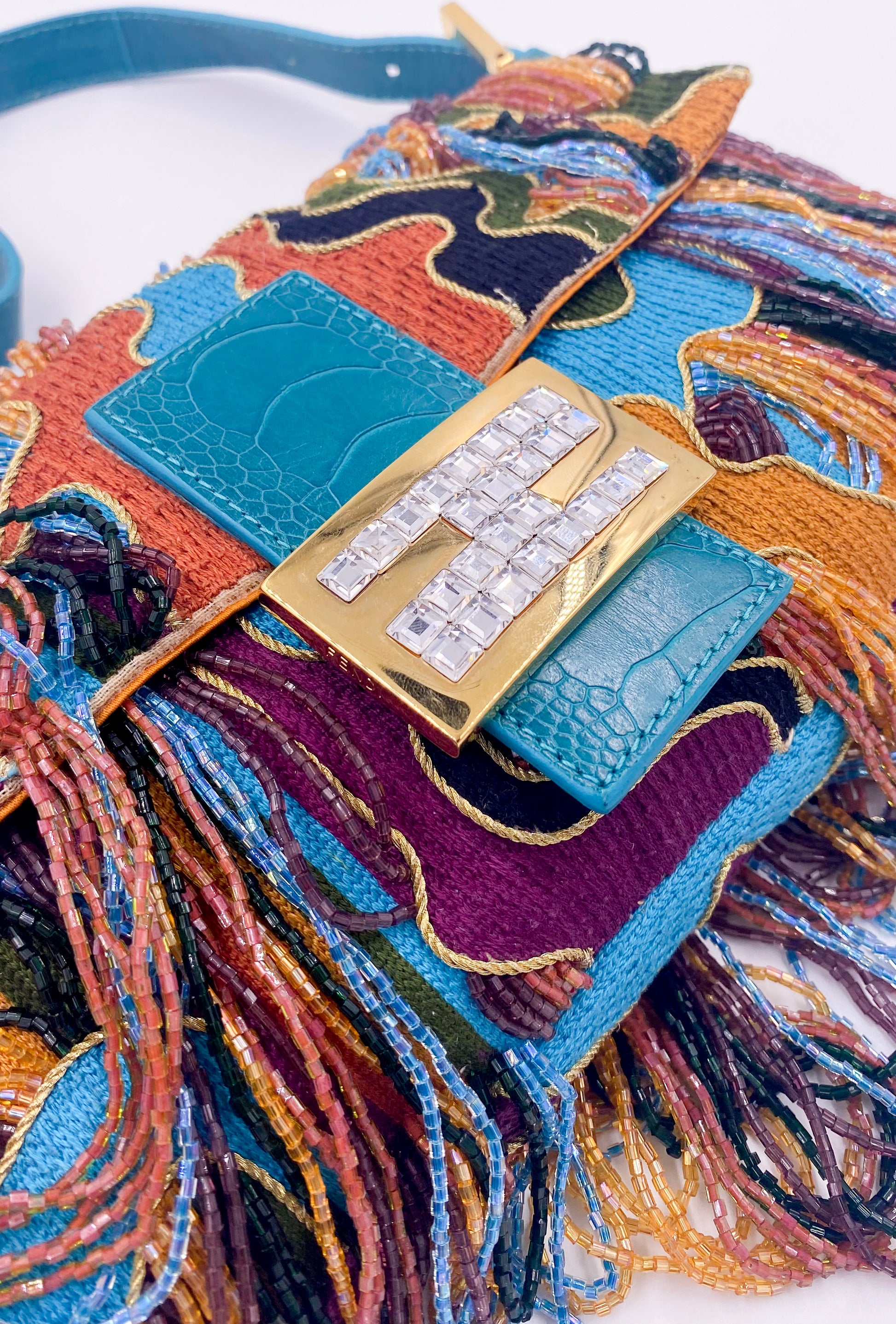 Fendi Multicolored Beaded Embroidered Baguette - The Kit Vintage
