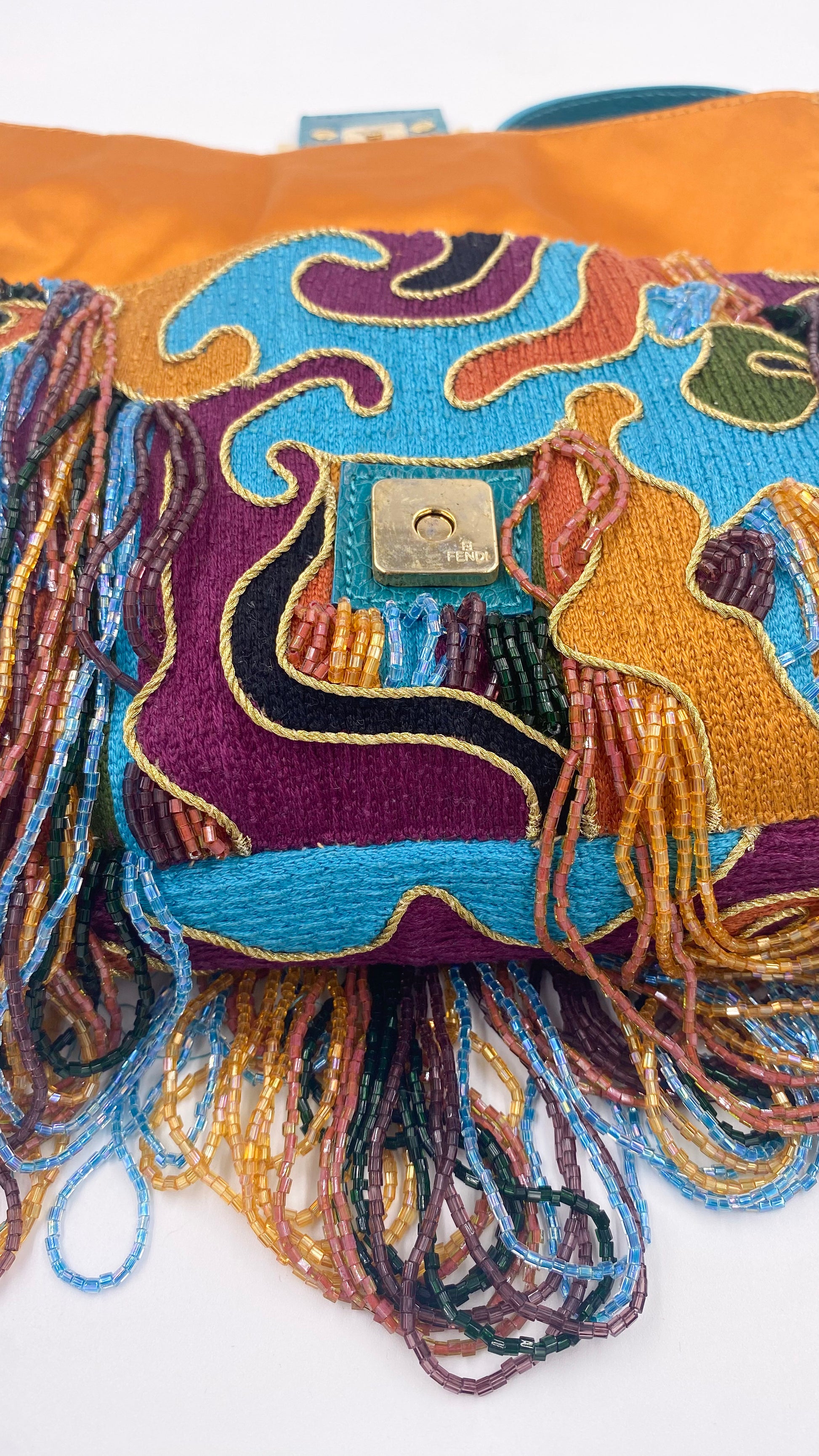 Fendi Multicolored Beaded Embroidered Baguette - The Kit Vintage