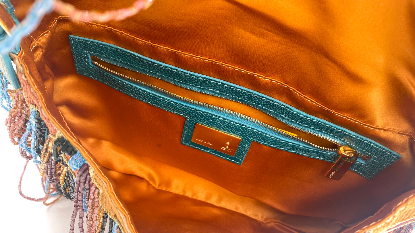 Fendi Multicolored Beaded Embroidered Baguette - The Kit Vintage
