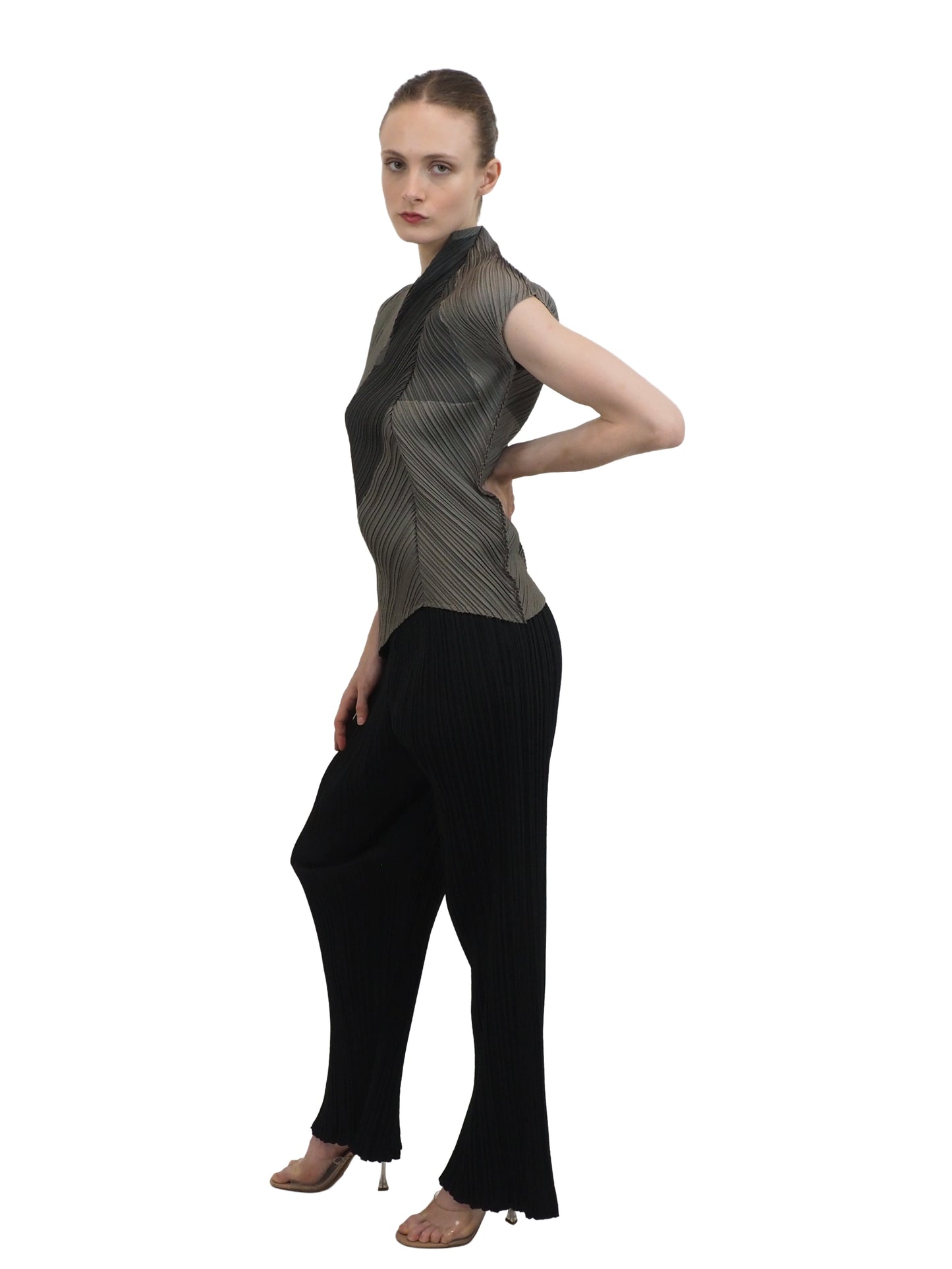 Issey Miyake Gunmetal Gray Asymmetrical Top
