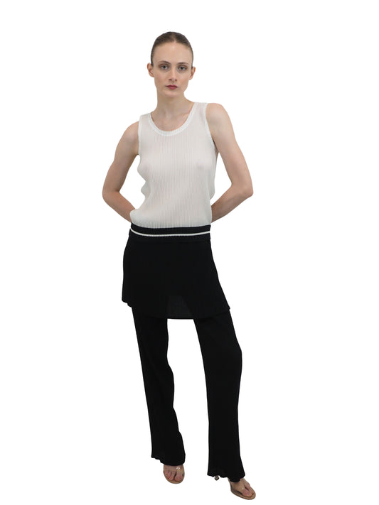 Issey Miyake White Label Black pleated Pant W Attached Skirt