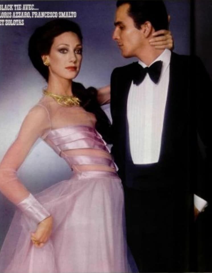 a vintage loris azzarro black strappy tulle formal gown with a sheer chevron satin bodice and layered tulle skirt