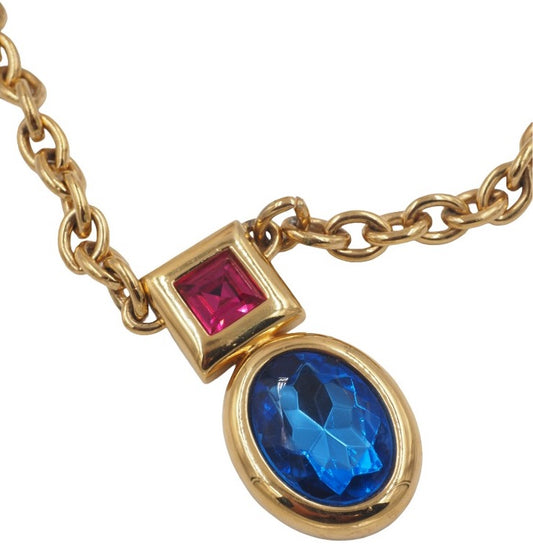 Monet Gold Necklace W Sapphire Blue Pendant