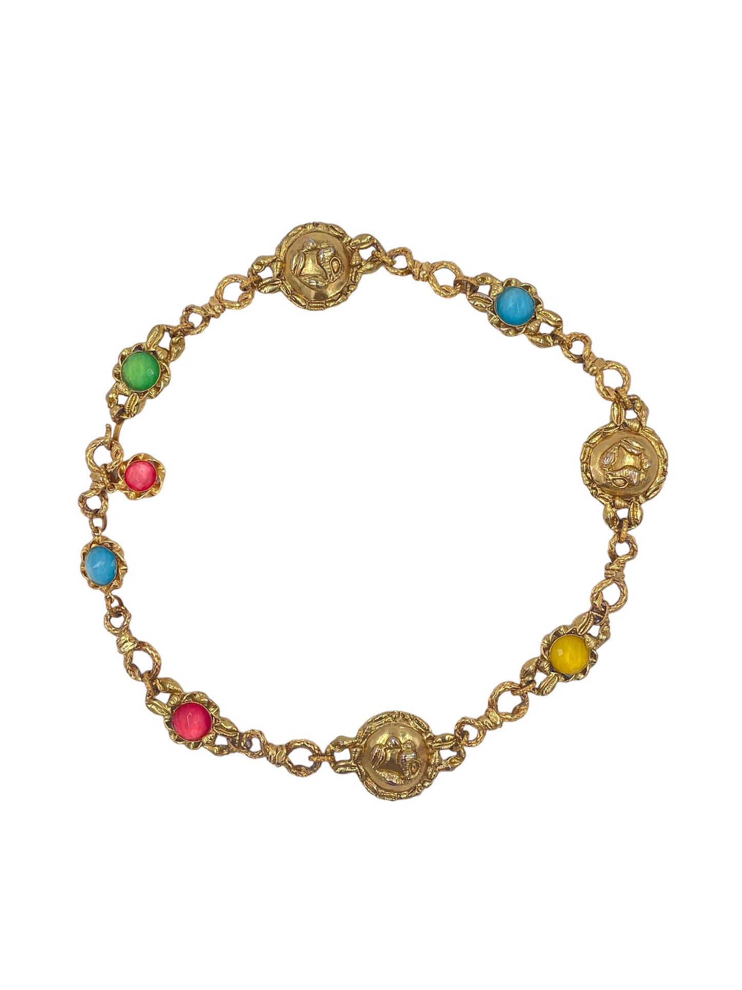 Ungaro Chain Belt W Colored Cabachon Stones - The Kit Vintage