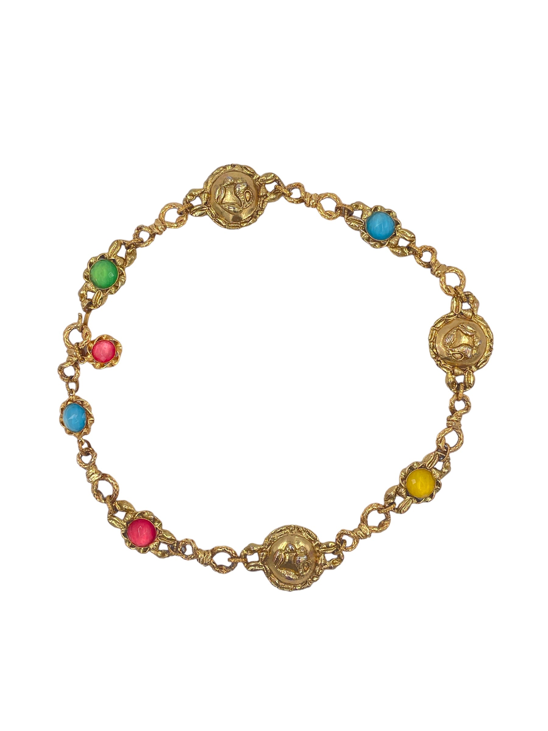 Ungaro Chain Belt W Colored Cabachon Stones - The Kit Vintage