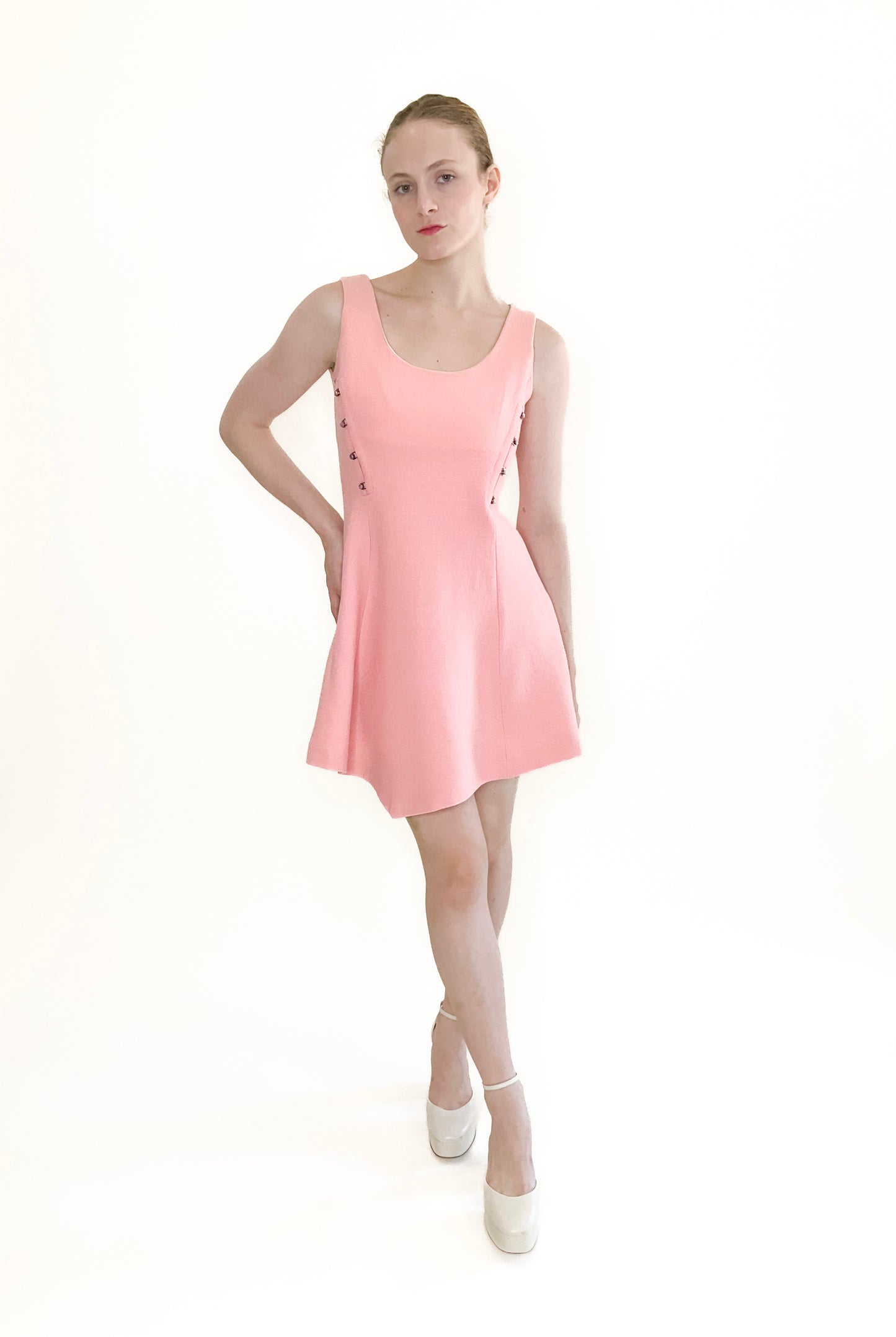 Gianni Versace Fall 1991 Pink With Medusa Buttons Dress