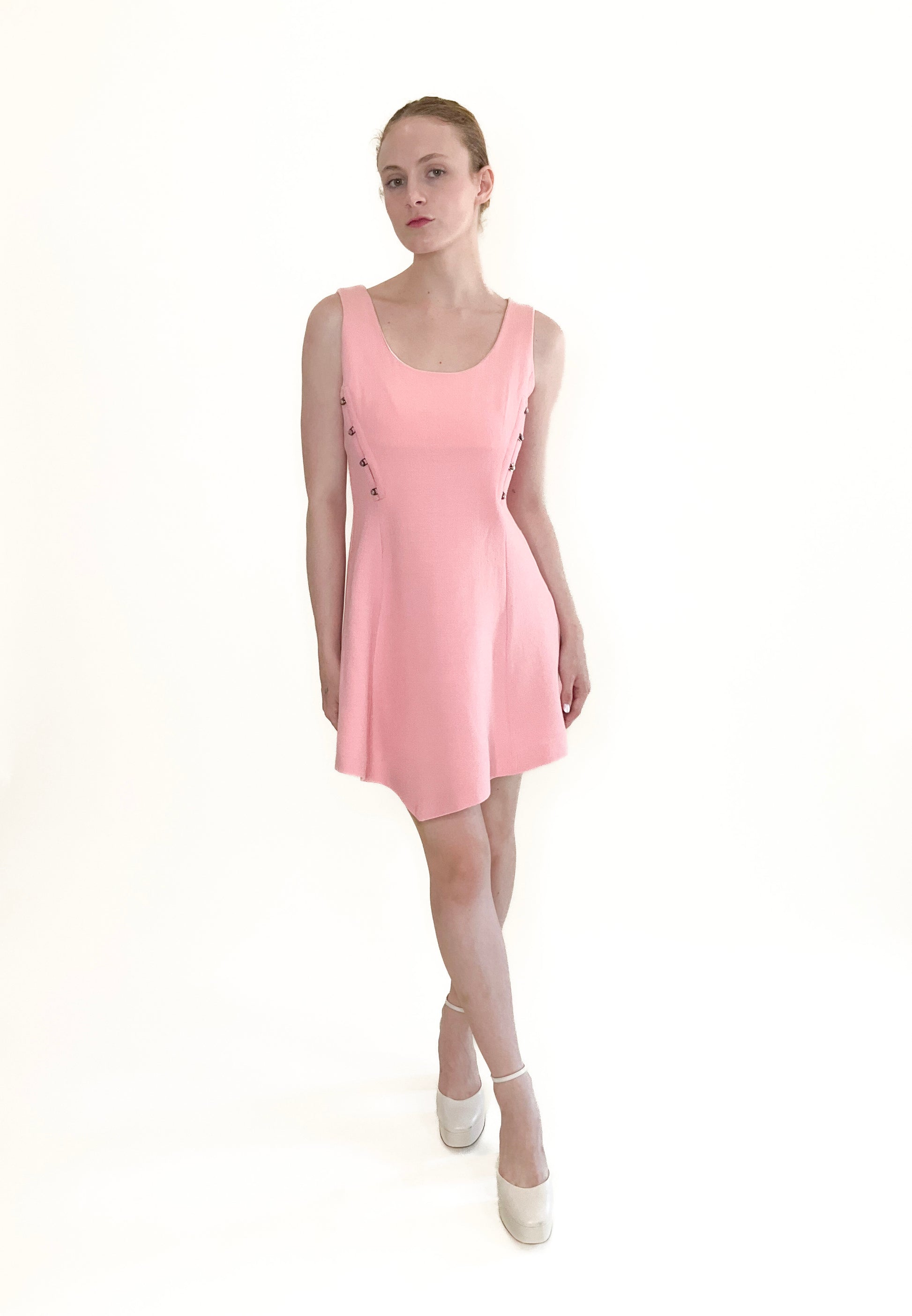 Gianni Versace Fall 1991 Pink With Medusa Buttons Dress - The Kit Vintage