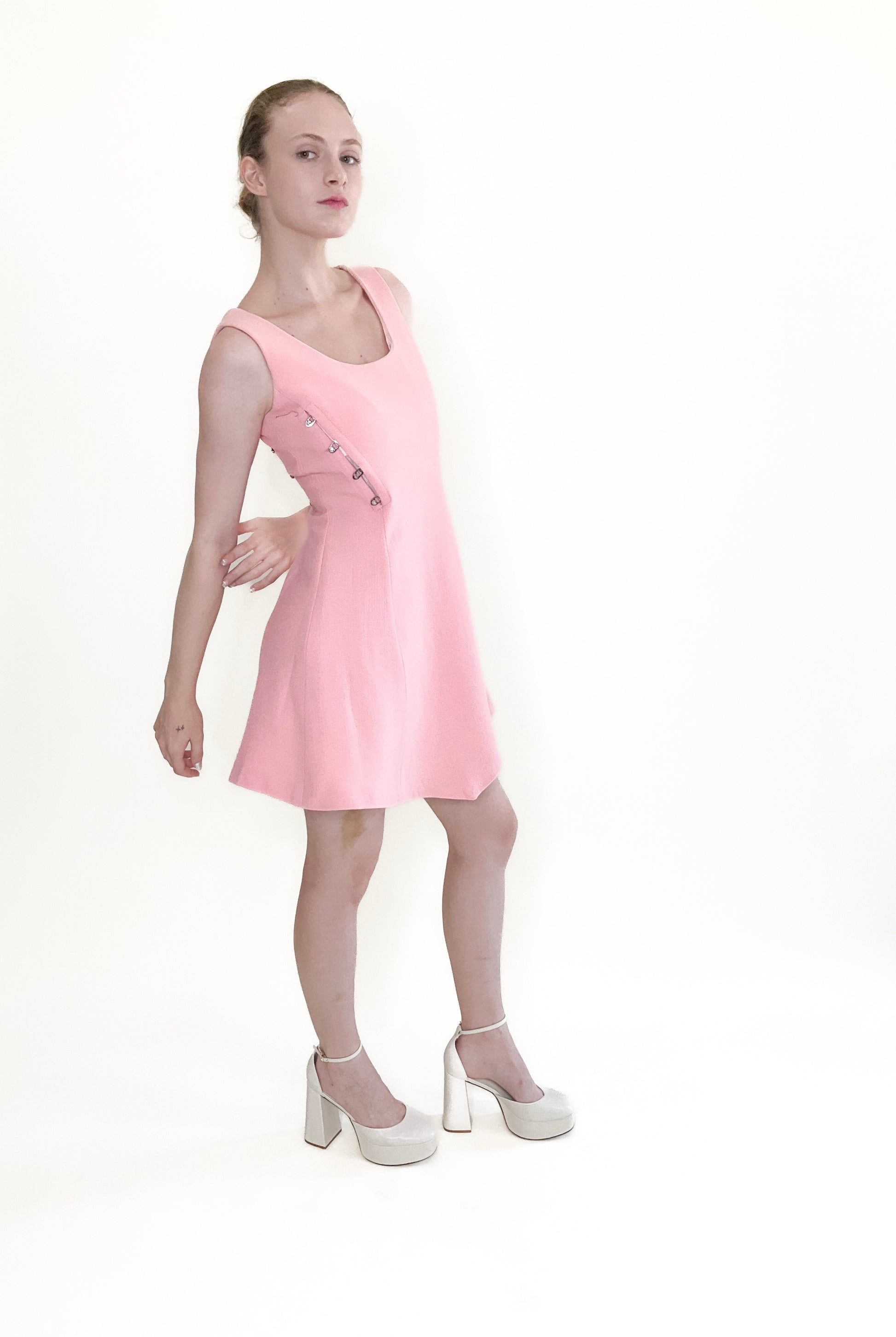Gianni Versace Fall 1991 Pink With Medusa Buttons Dress - The Kit Vintage