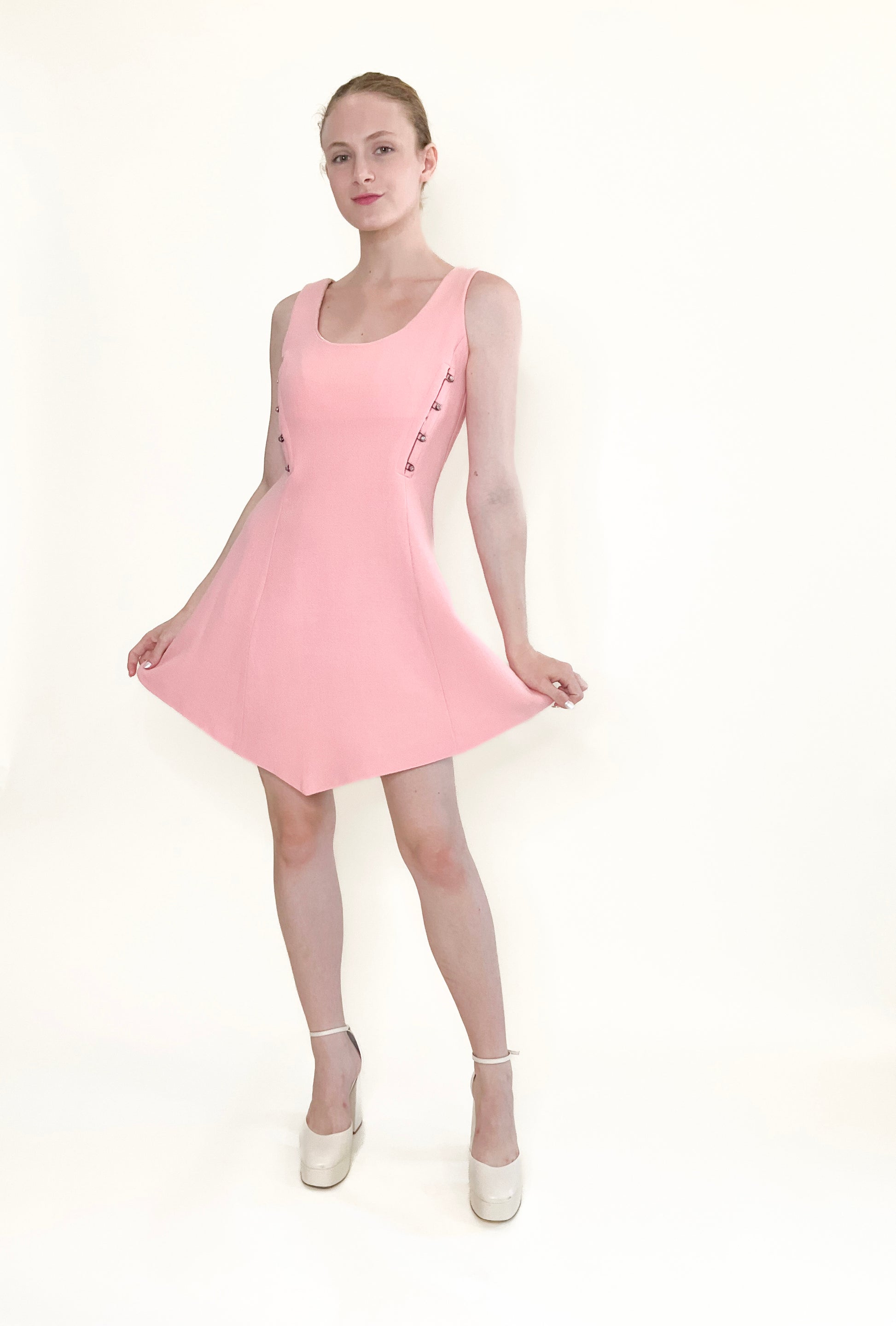 Gianni Versace Fall 1991 Pink With Medusa Buttons Dress - The Kit Vintage