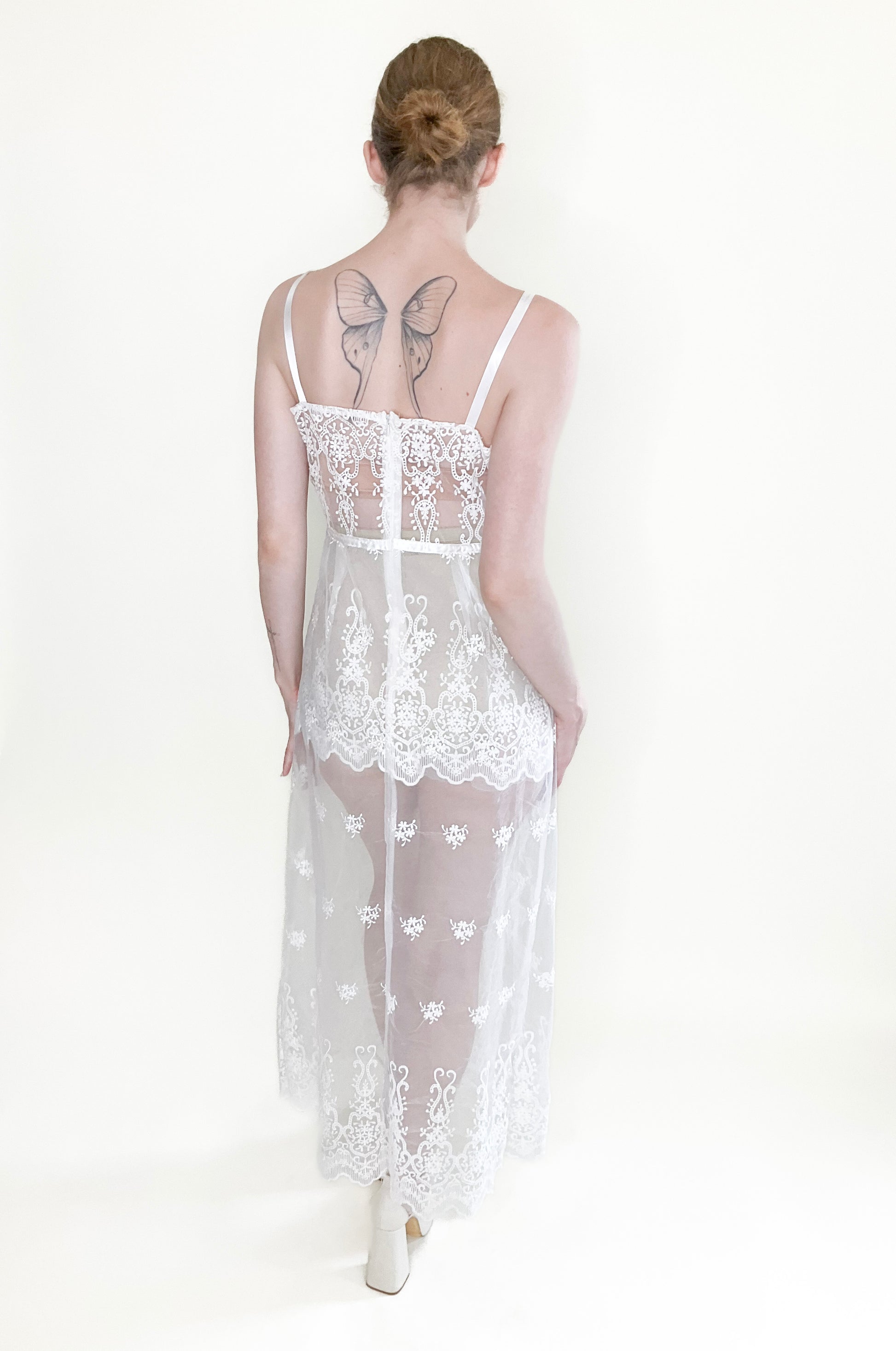 White Sheer Lace Dress - The Kit Vintage