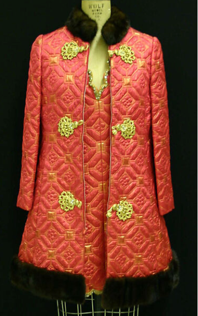 Oscar De La Renta 1968 Brocade Dress & Coat Mink Trim Set - The Kit Vintage