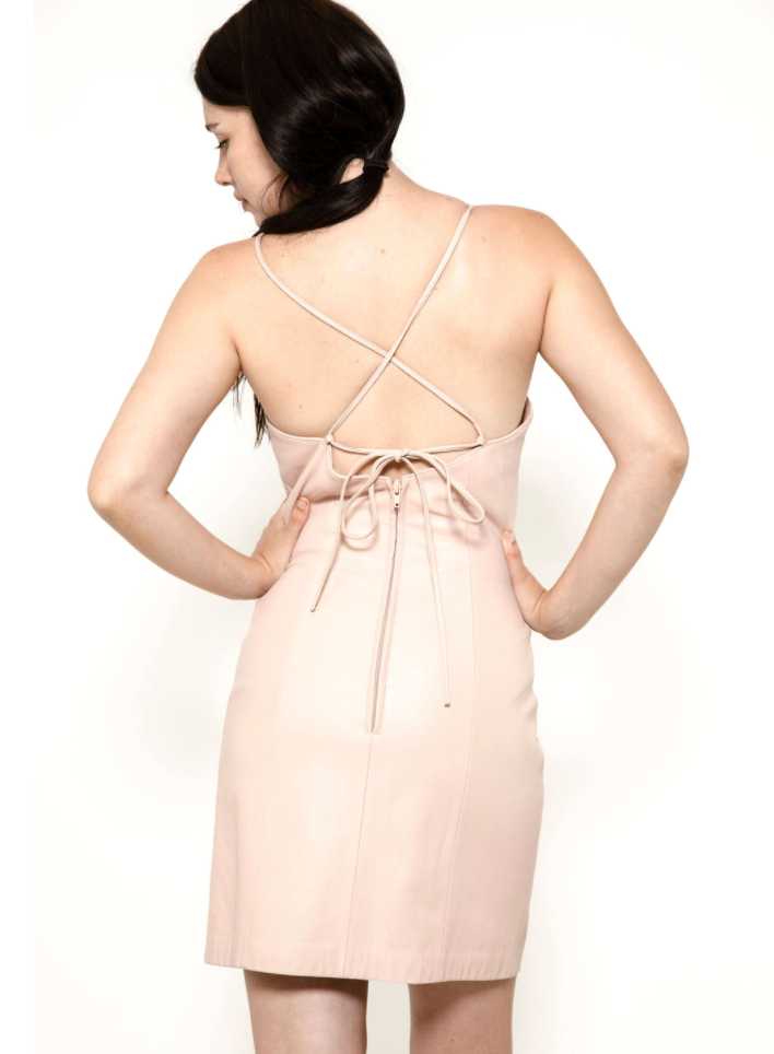 North Beach Pink Leather Cross Back Dress & Jacket set - The Kit Vintage
