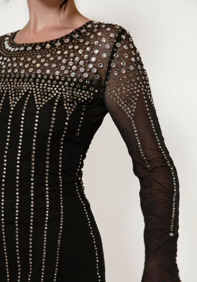 Rhinestone Jersey Cocktail Dress - The Kit Vintage