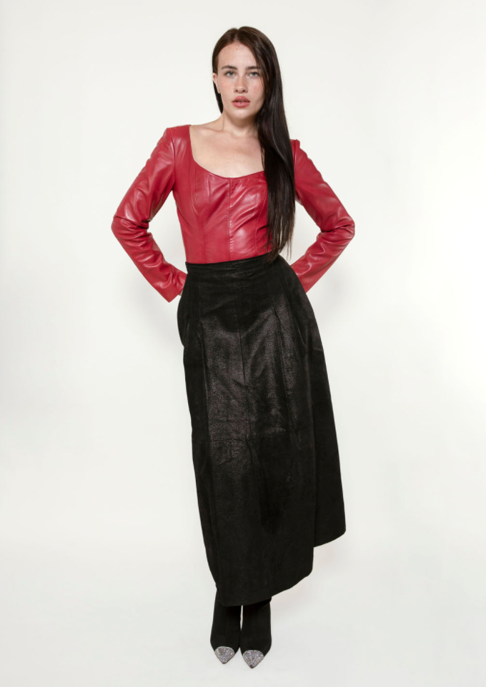 North Beach Pink Leather Bodysuit - The Kit Vintage