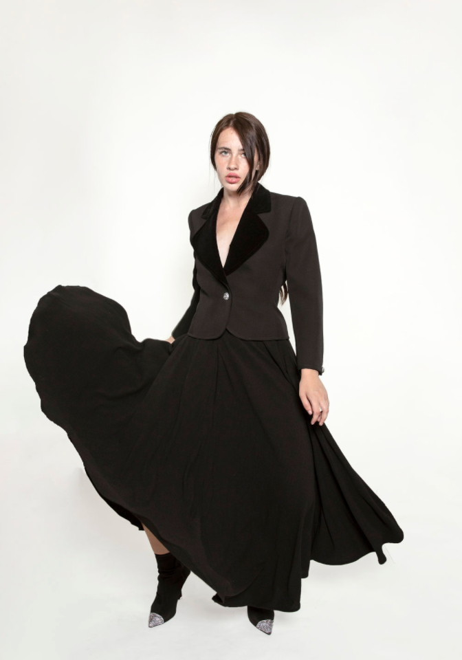 Yves Saint Laurent Cropped Black Smoking Jacket - The Kit Vintage