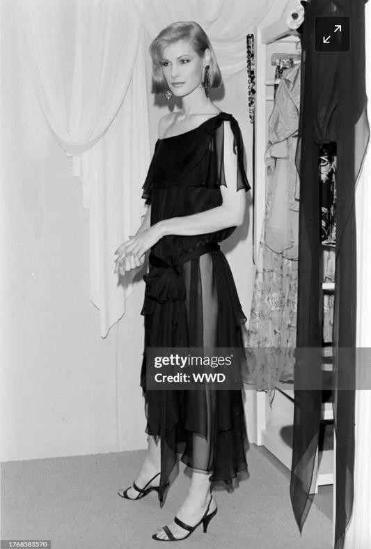 Giorgio Sant Angelo Resort 1983/1984 Multi Pastel Color Chiffon Dress W Belt - The Kit Vintage