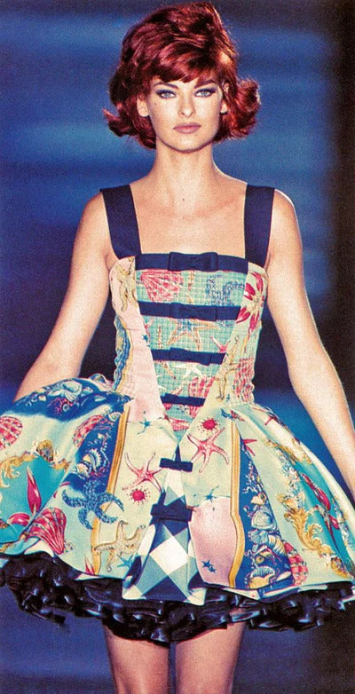 Vintage 1992 Spring Ready to Wear Versace Jeans Couture Cotton Baroque Dress - The Kit Vintage