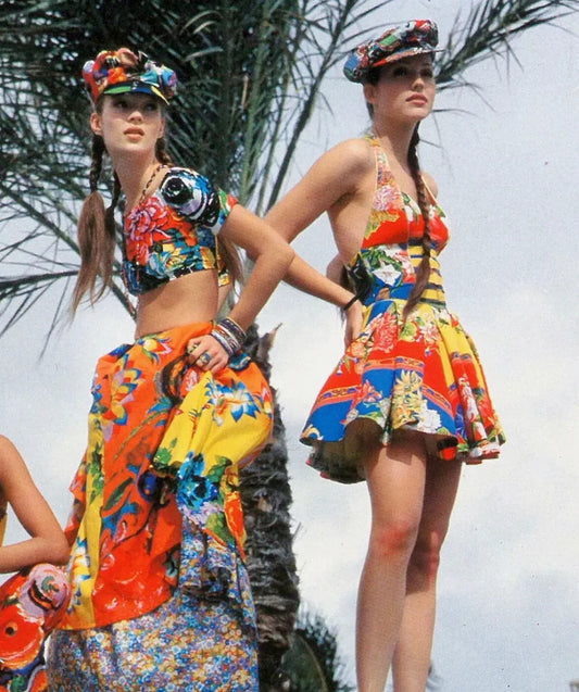 Vintage 1992 Spring Ready to Wear Versace Jeans Couture Cotton Baroque Dress - The Kit Vintage