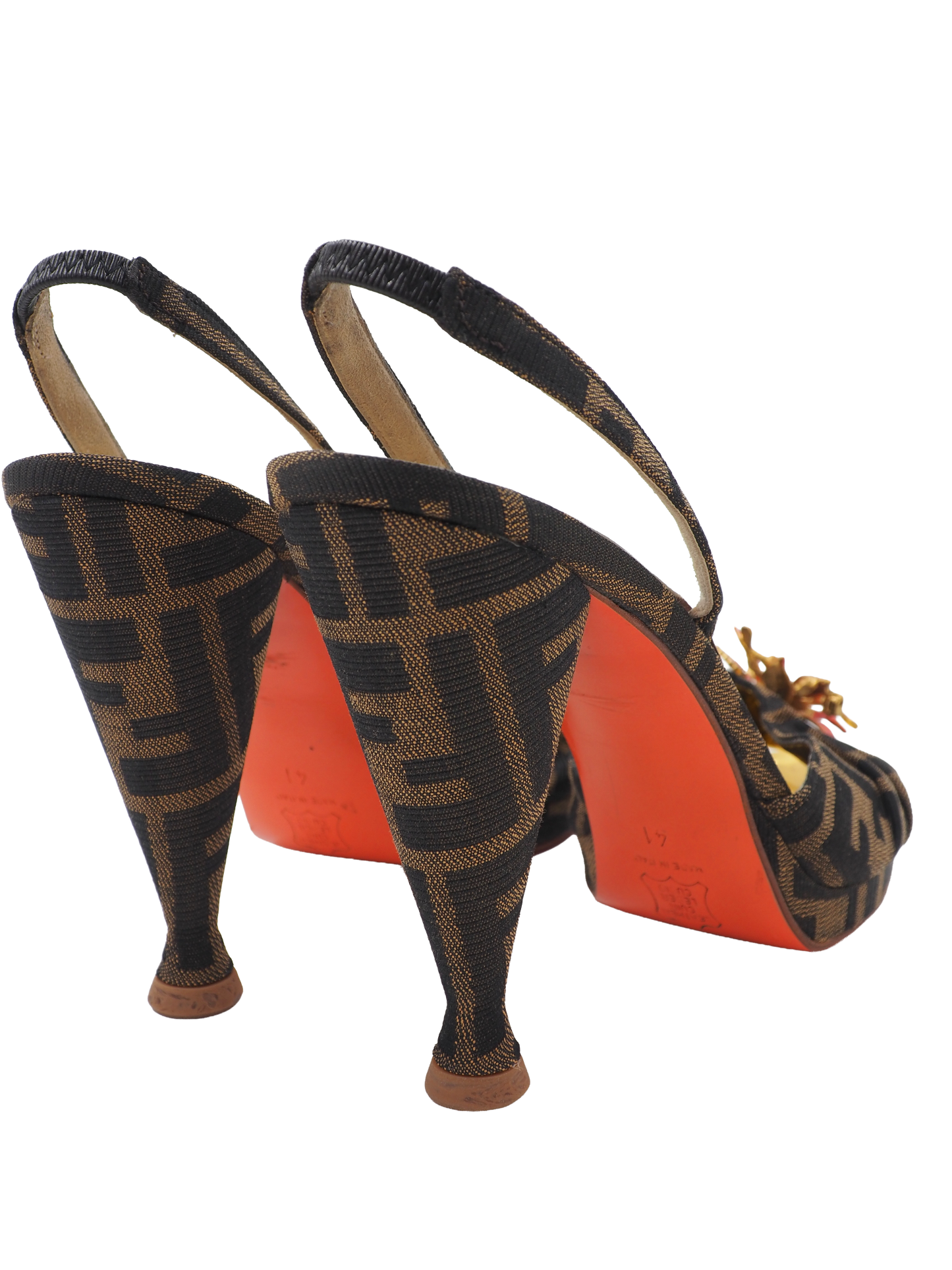 Fendi Monogram Open Toe Sling back
