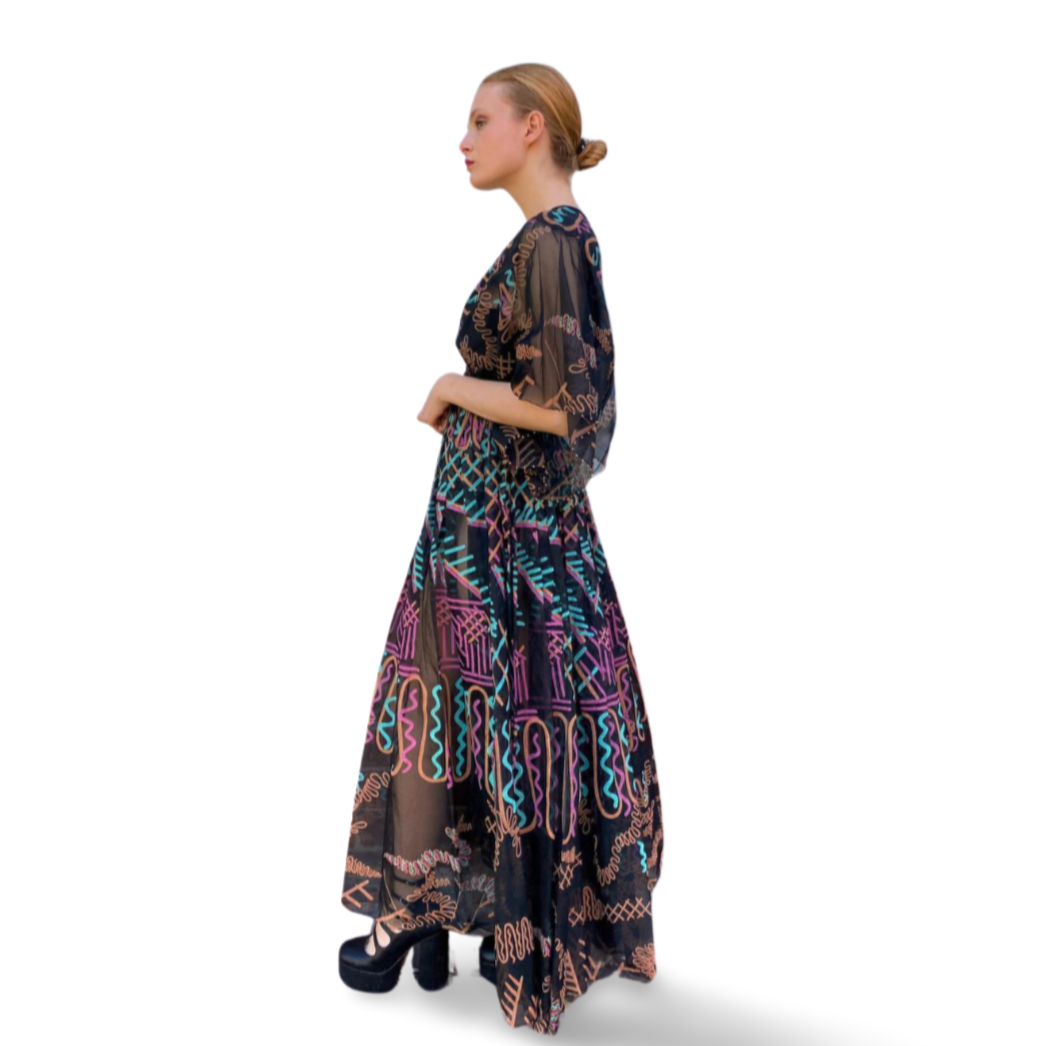 Zandra Rhodes Documented 1976 Landscape Print Dress - The Kit Vintage