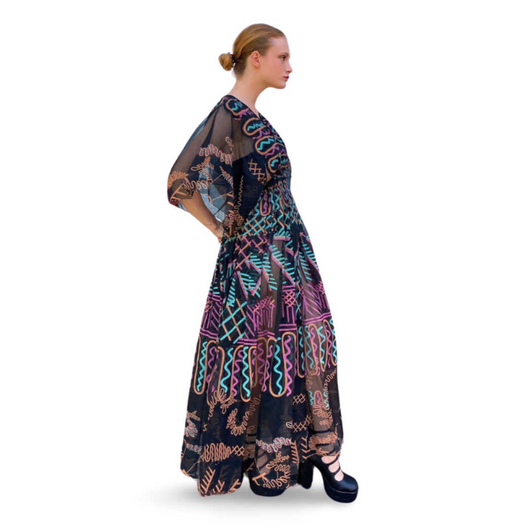 Zandra Rhodes Documented 1976 Landscape Print Dress - The Kit Vintage